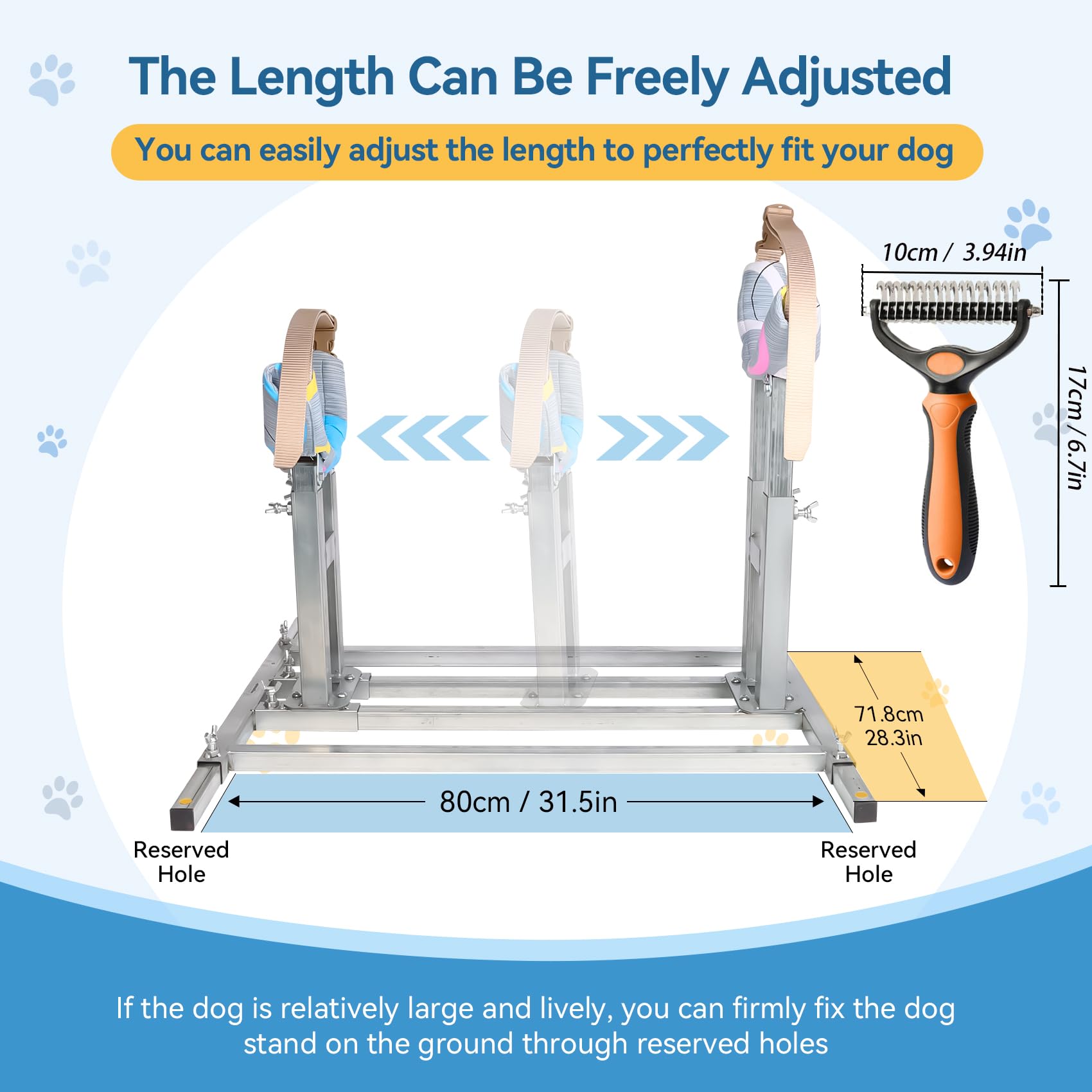 Dog Breeding Stand, Stainless Steel Breeding Stand For Dogs, Shoulder Height 17.5 In-35.5 In,Pet Fixed Bracket For Medium To Lar