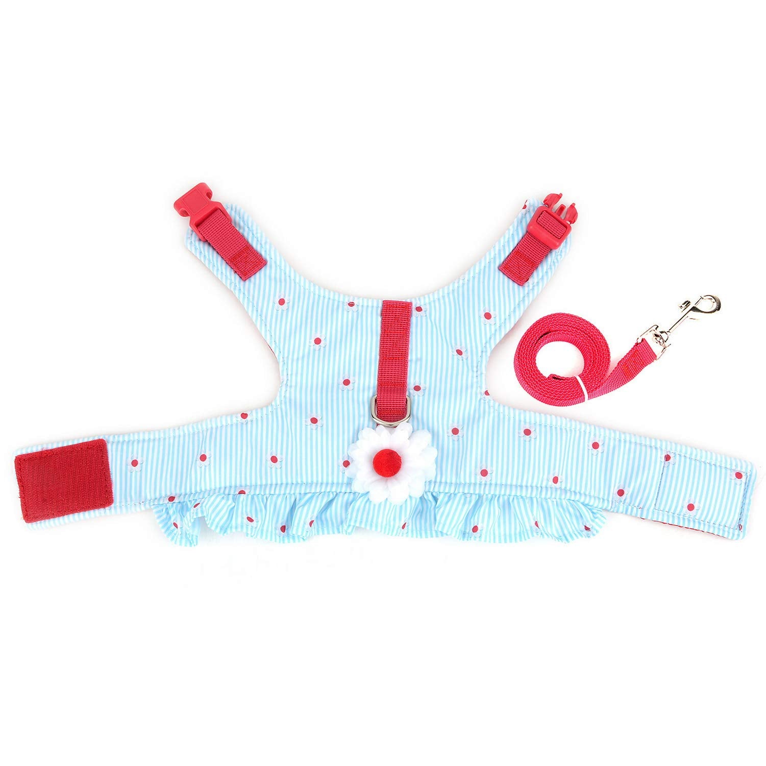 Zunea No Pull Small Dog Girl Harness Dress Escape Proof Cat Kitten Vest Harness Leash Set Step-in Soft Cotton Padded Striped and