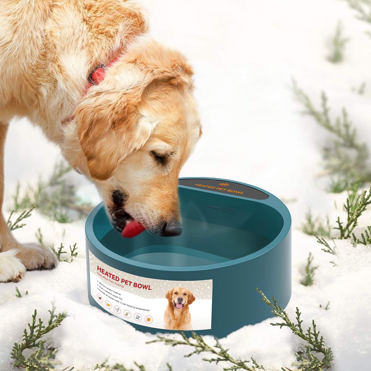 PETLESO Heated Water Bowl for Dog, Heated Dog Bowl for Cats Birds Chicken Water Heater, Outdoor Dog Bowl Provides Drinkable Wate