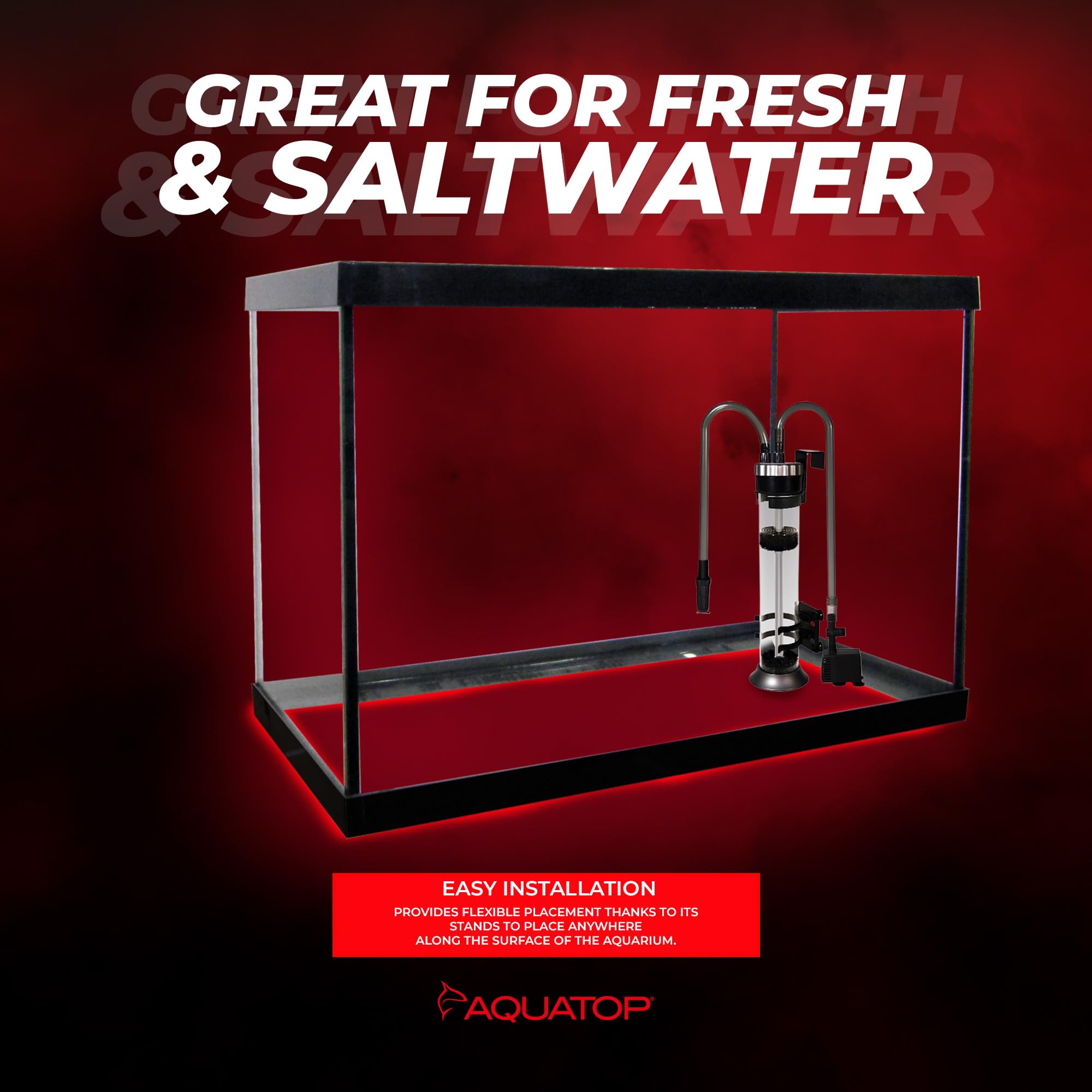 Aquatop Media Reactor - 95 GPH Up-Flow Filtration System for 10-75 Gal Tanks - Adjustable Pump - Multi Color - Model MR-20