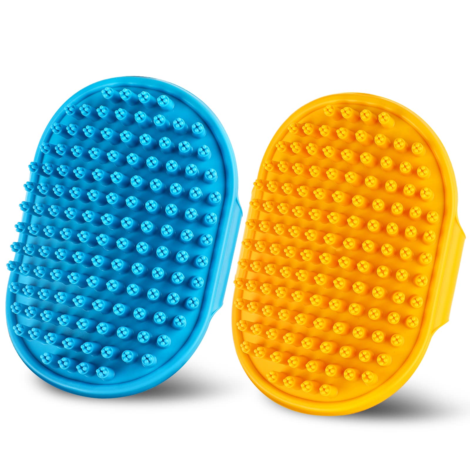 Dsoe Dog Bath Brush | Grooming Brush & Shampoo Massage Comb With Adjustable Loop Handle For Short & Long Hair Cats & Dogs, 2Pcs(