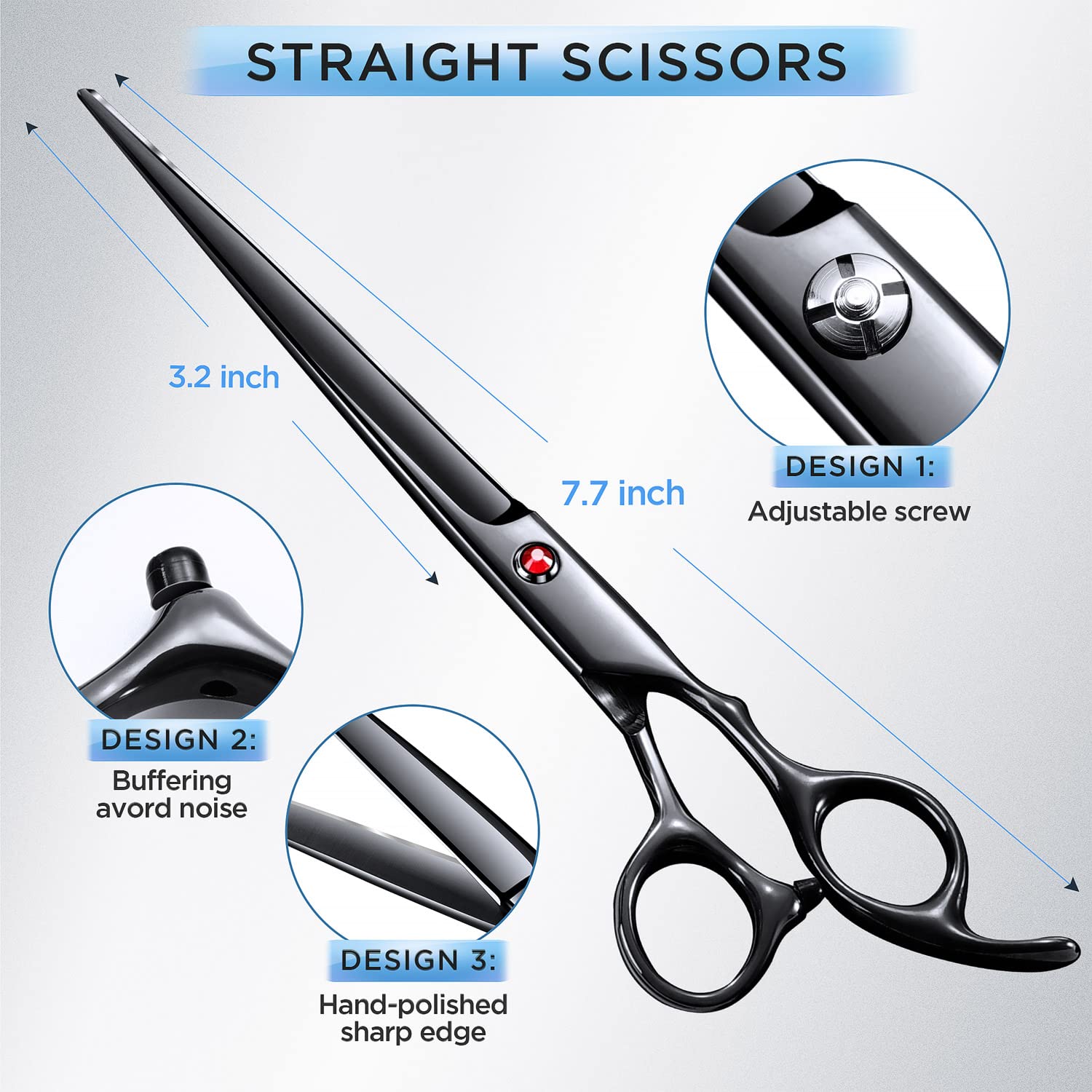 Gimars 7.0In Professional 4Cr Stainless Steel Safety Round Tip 6 In 1 Dog Grooming Scissors Heavy Duty Titanium Coated Pet Grooming Scissor For Dogs, Cats And Other Animals