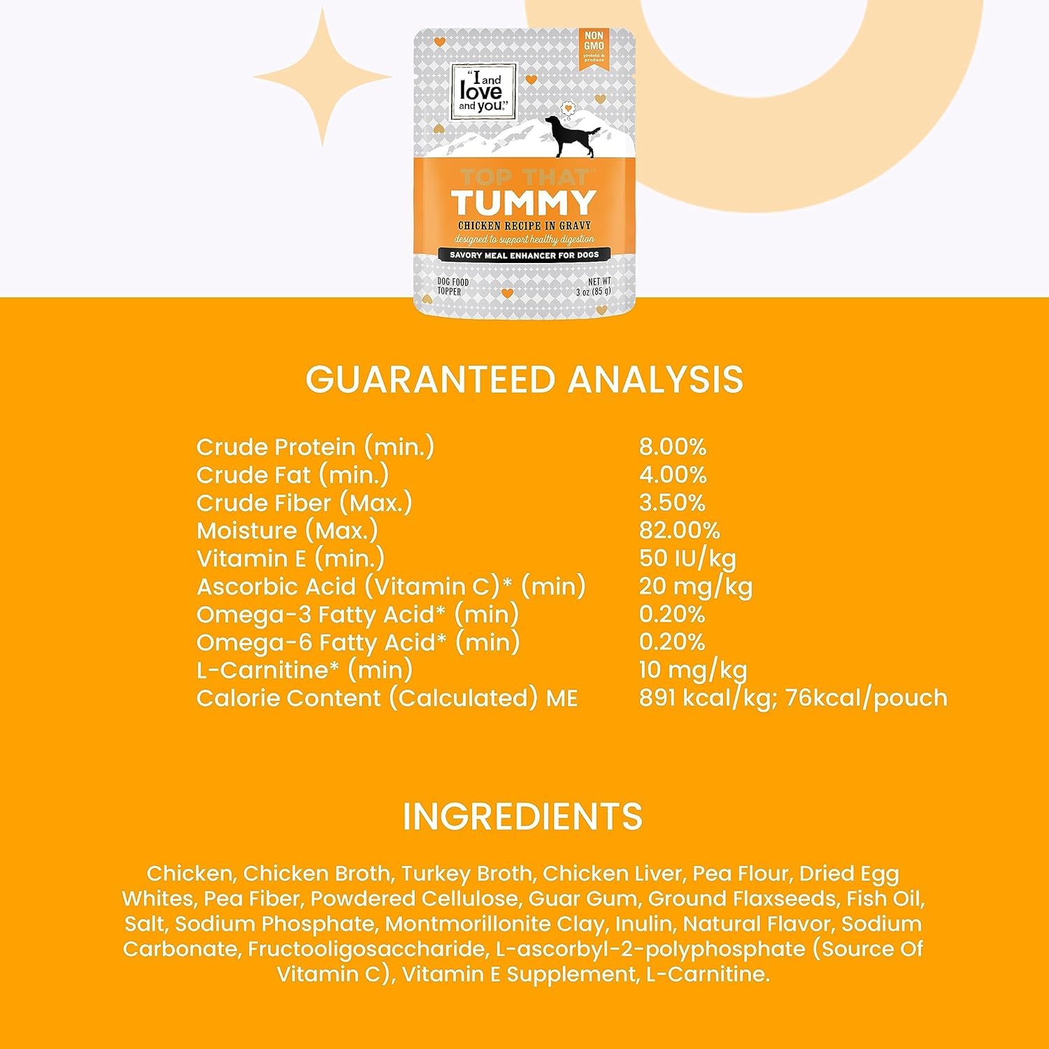 I and love and you Top That Tummy Wet Dog Food Pouch, Chicken Recipe In Gravy, 3 oz (Pack of 12)