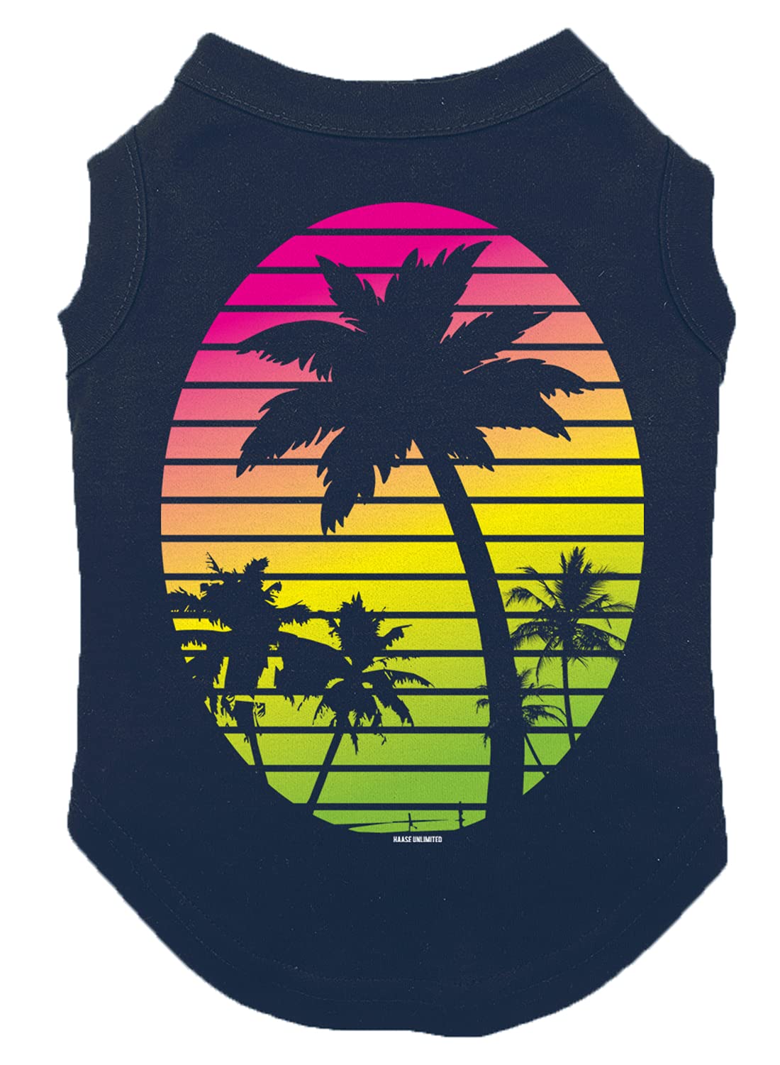 Palm Tree Scene - Dog Shirt (Navy, 3X-Large)