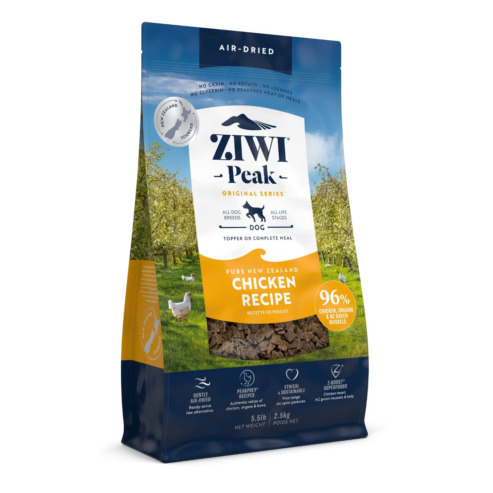 ZIWI Peak Air-Dried Dog Food - Chicken - All Natural, High Protein, Grain Free, Limited Ingredient w/ Superfoods (88oz)