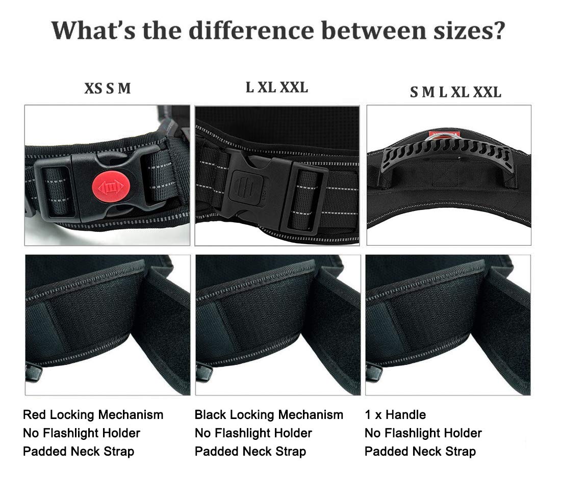 FAIRWIN No-Pull Dog Harness with Handle, Adjustable Reflective Patches, Nylon, XXL (Chest 34''-46'', Neck 31''-37''), Black, Model H088