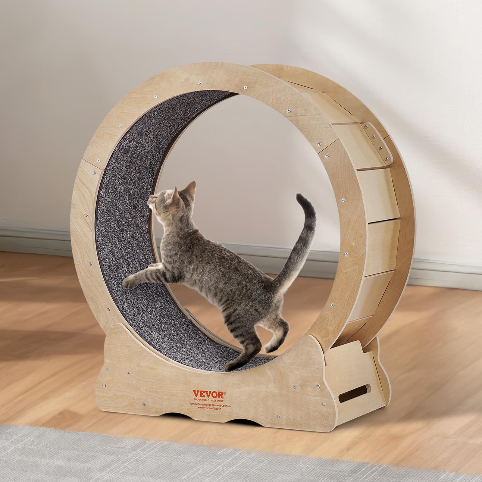 VEVOR Cat Exercise Wheel, Large Cat Treadmill Wheel for Indoor Cats, 29.5 inch Cat Running Wheel with Detachable Carpet and Cat