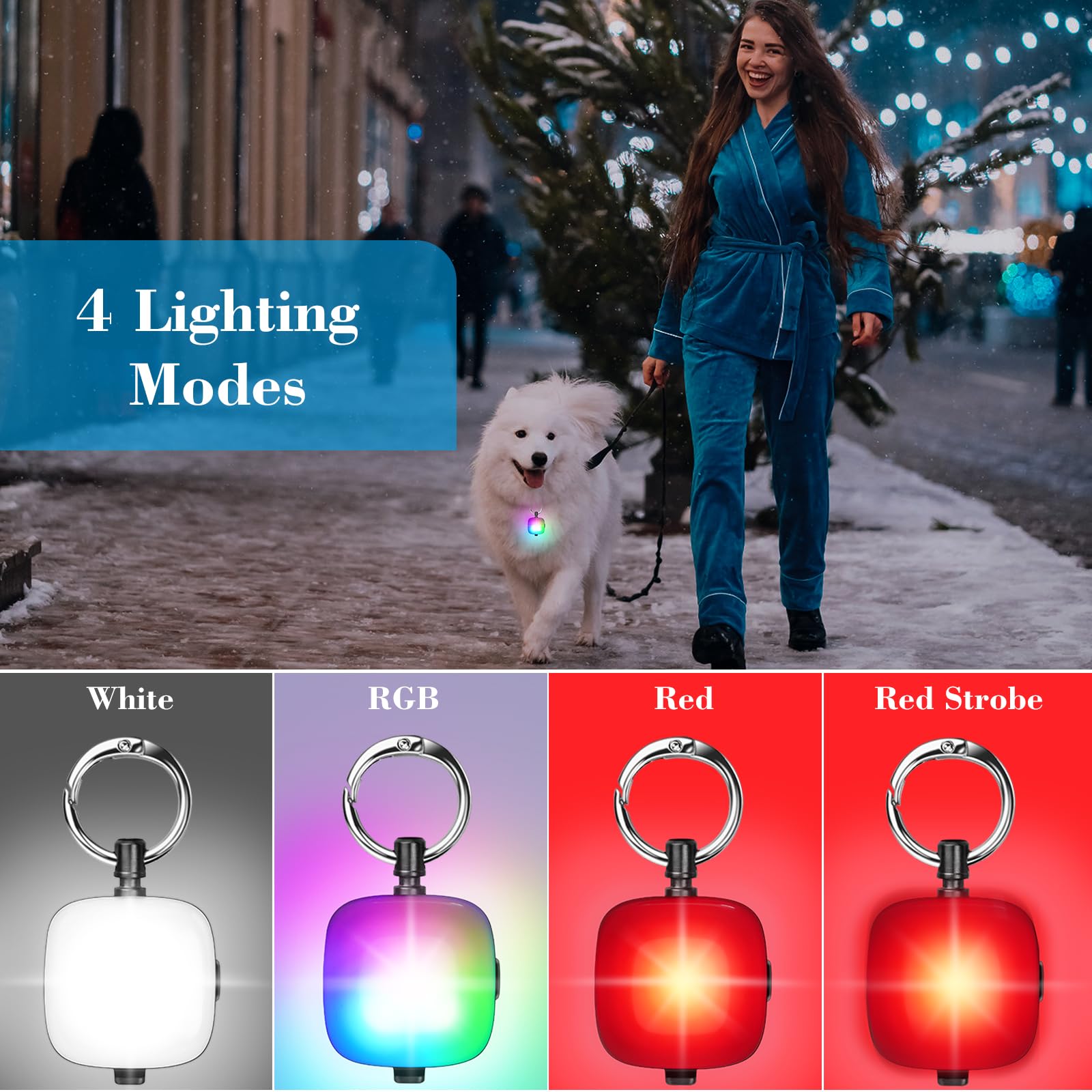 Jufds Rechargeable Dog Lights 2Pack Led Dog Collar Lights Clip On With 4Modes Safety Harness Leashes Lighting For Dog Night Walk