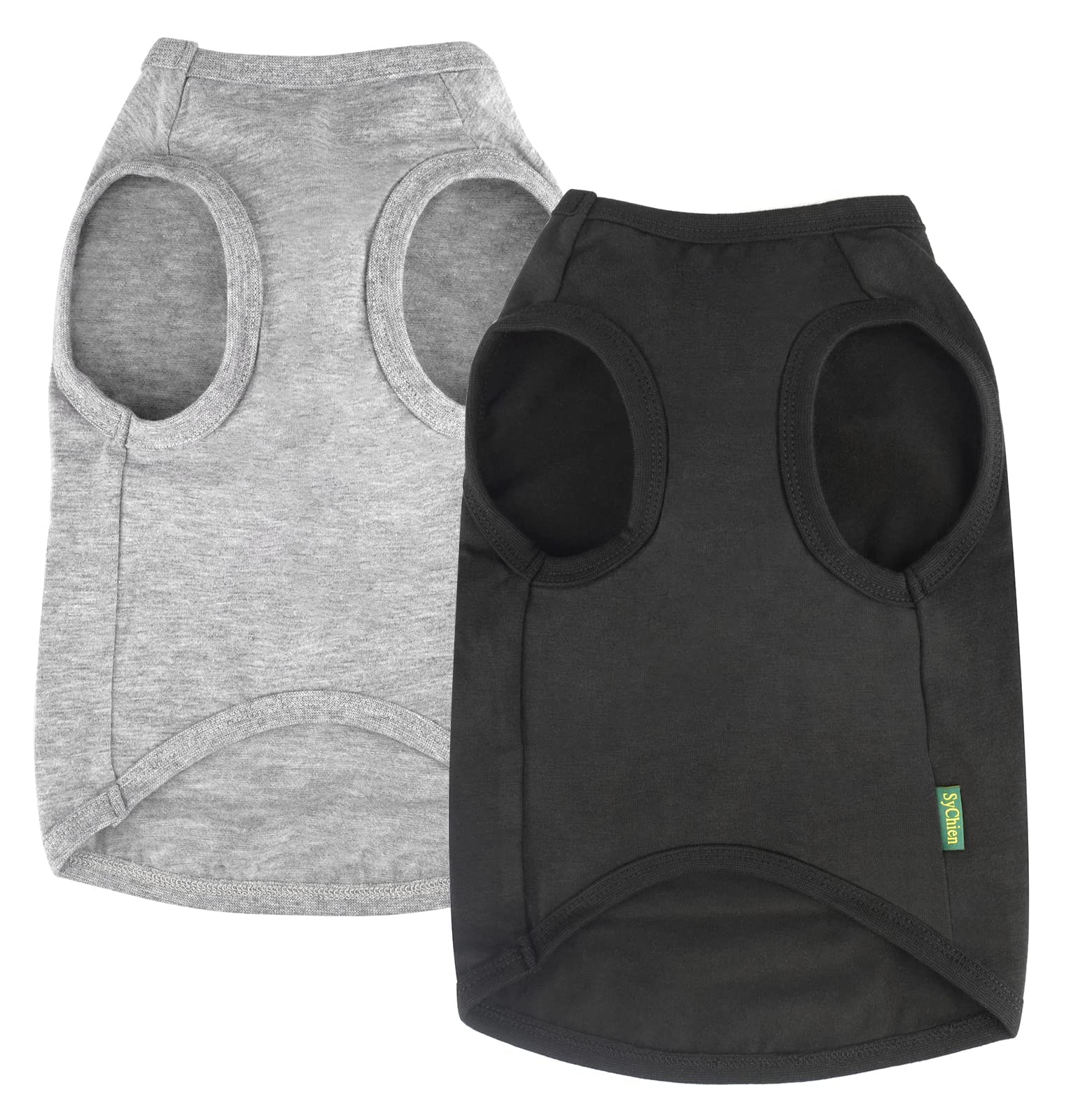 Sychien Dog Blank Shirts,Cool Cotton Clothes For Large Dogs,Girl Boy T-Shirt,Lightweight Stretchy Shirt,Black Grey L