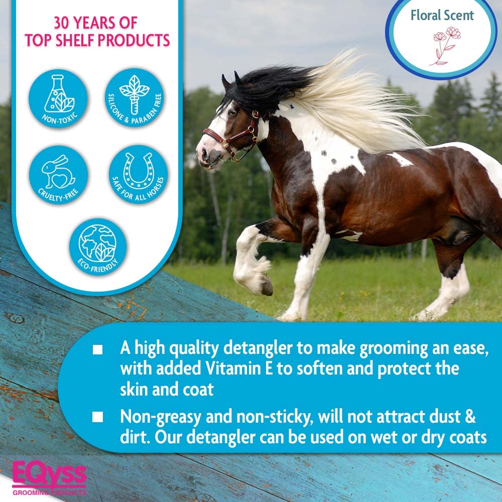 Eqyss Survivor Equine Mane & Tail Detangler - Smooths Knots, Tangles, Mats For All Horses, Ponies, Mares, Foals - Softens Coat, Enhances Shine (8 Oz)