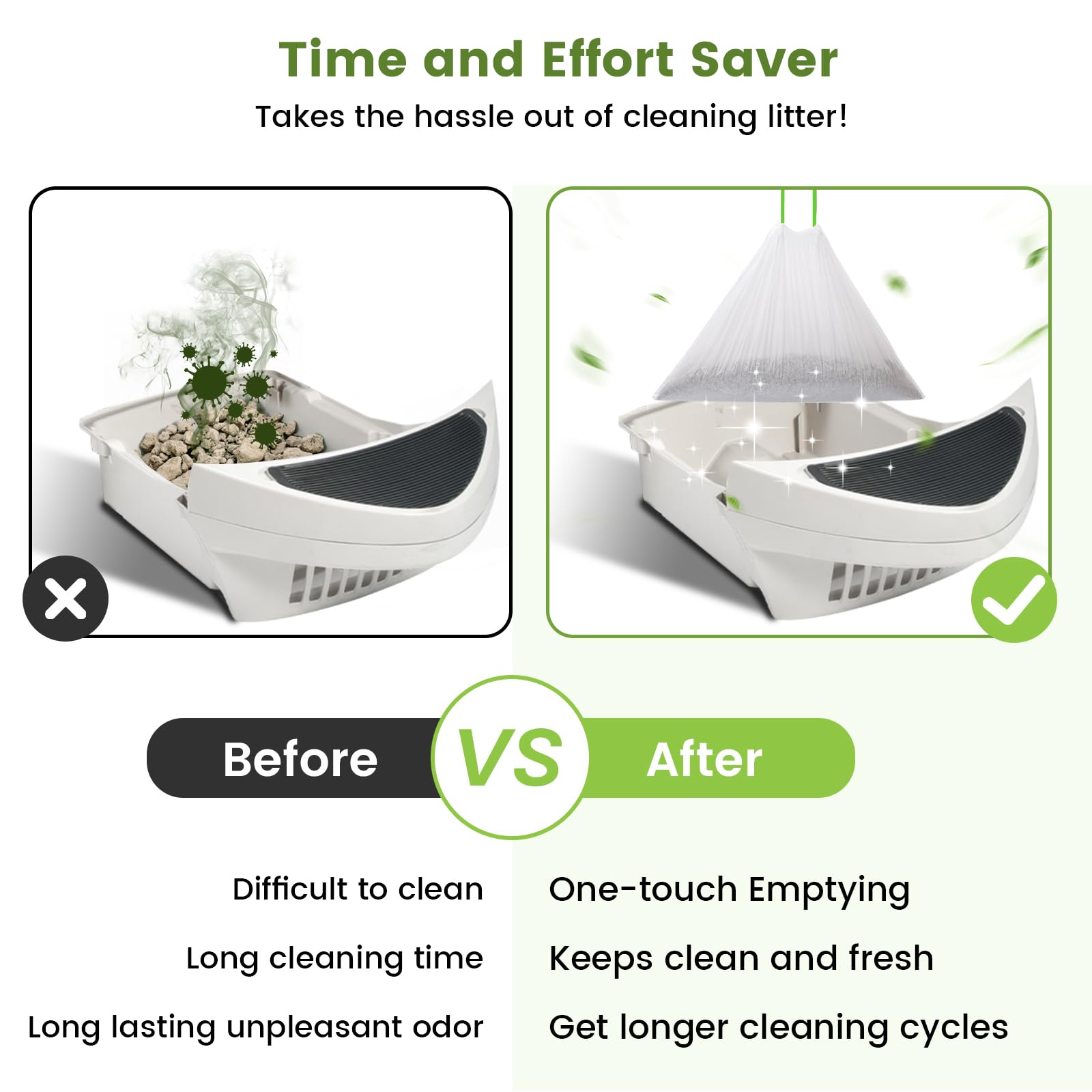 67 Count Waste Drawer Bags For Robot 3 4 And Compatible With Most Self Cleaning Litter Box & Scoopfree Clumping Poop Bin, 9 Gal