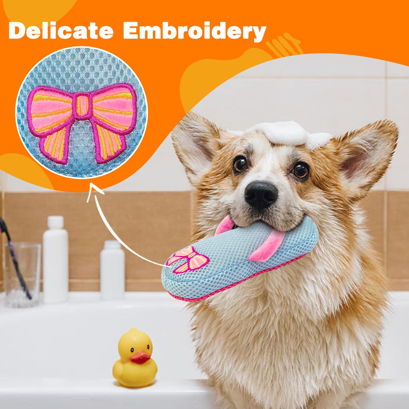 Lepawit Squeaky Dog Toys, Floating Dog Toys With Mesh For Cleaning Teeth, Blue Slippers Dog Gifts For Small And Medium Dogs
