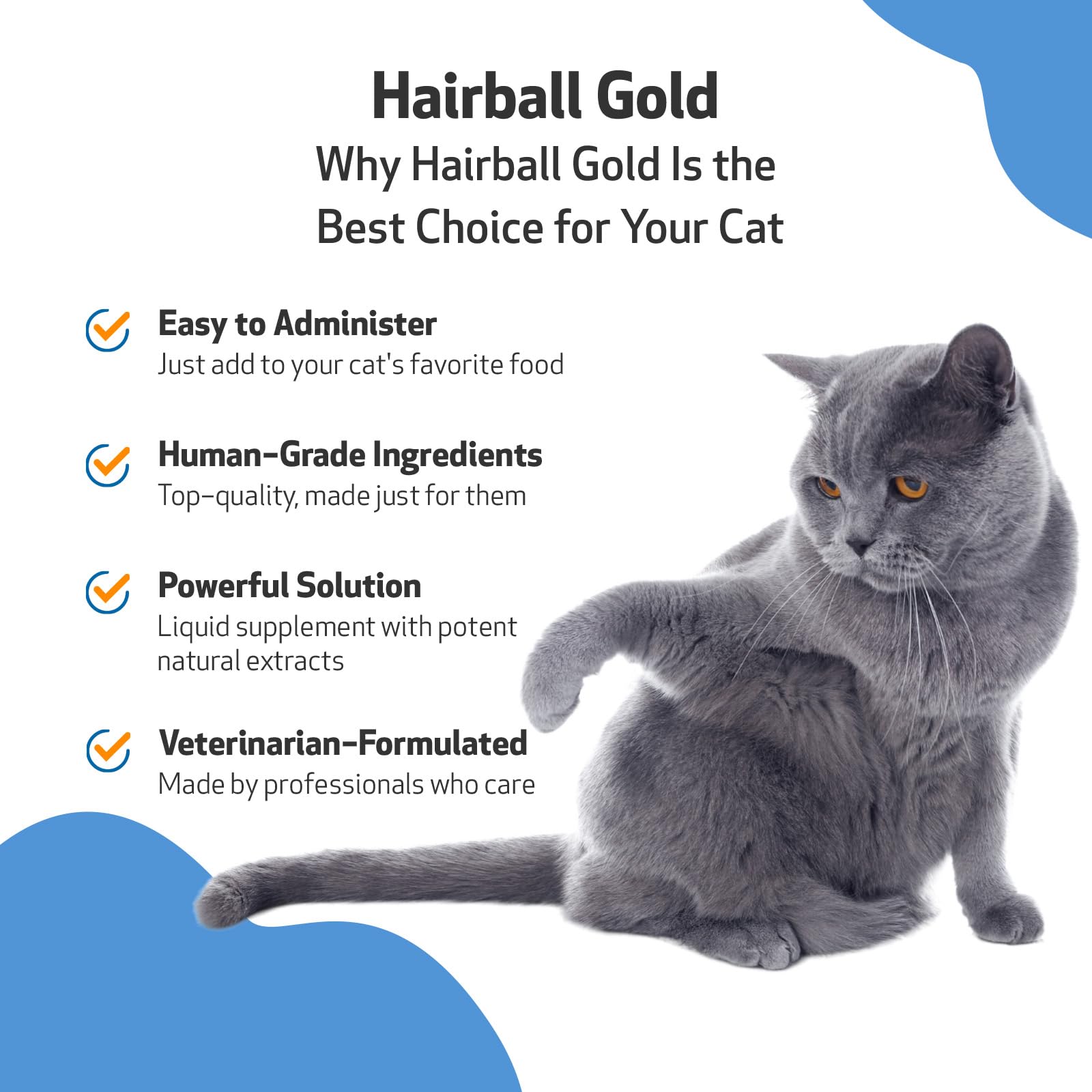 Pet Wellbeing Hairball Gold for Cats - Vet-Formulated - Eases Passage of Hairballs Through Digestive Tract - No Mineral Oil, All
