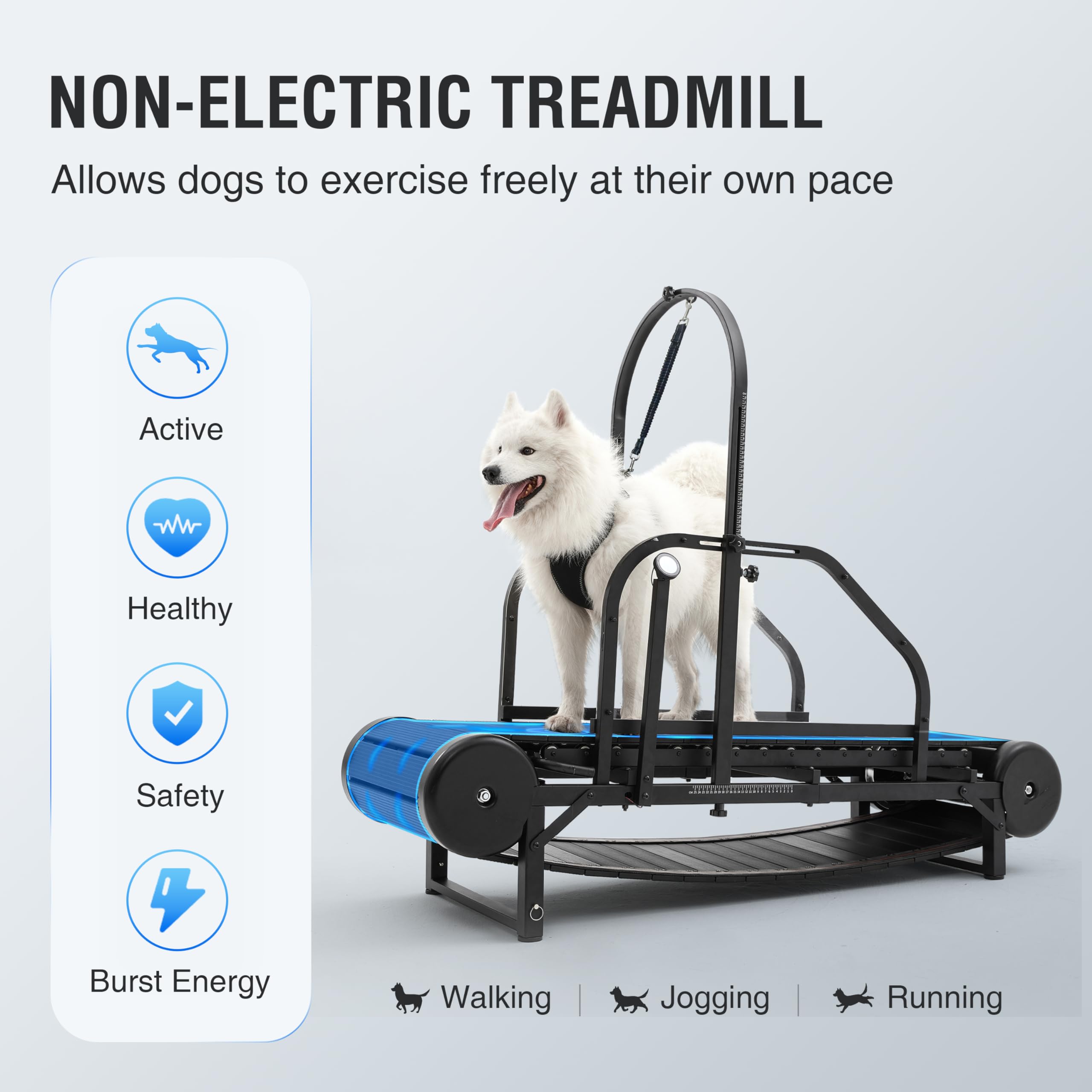 Dog Treadmill For Large/Medium Dogs, Adjustable Ramp Canine Running Slatmill Machine With Pedometer For Exercise & Healthy & Fit