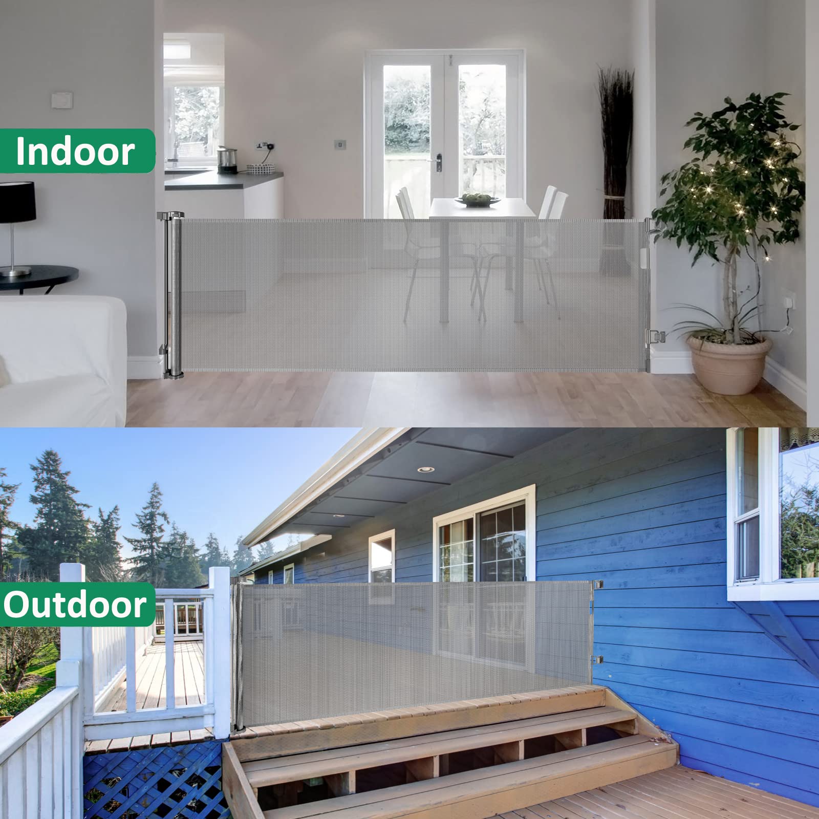 110 Inch Retractable Baby Gates Extra Wide Baby Gate for Large Openings Indoor Outdoor Retractable Dog Gate for Stairs Extra Lon