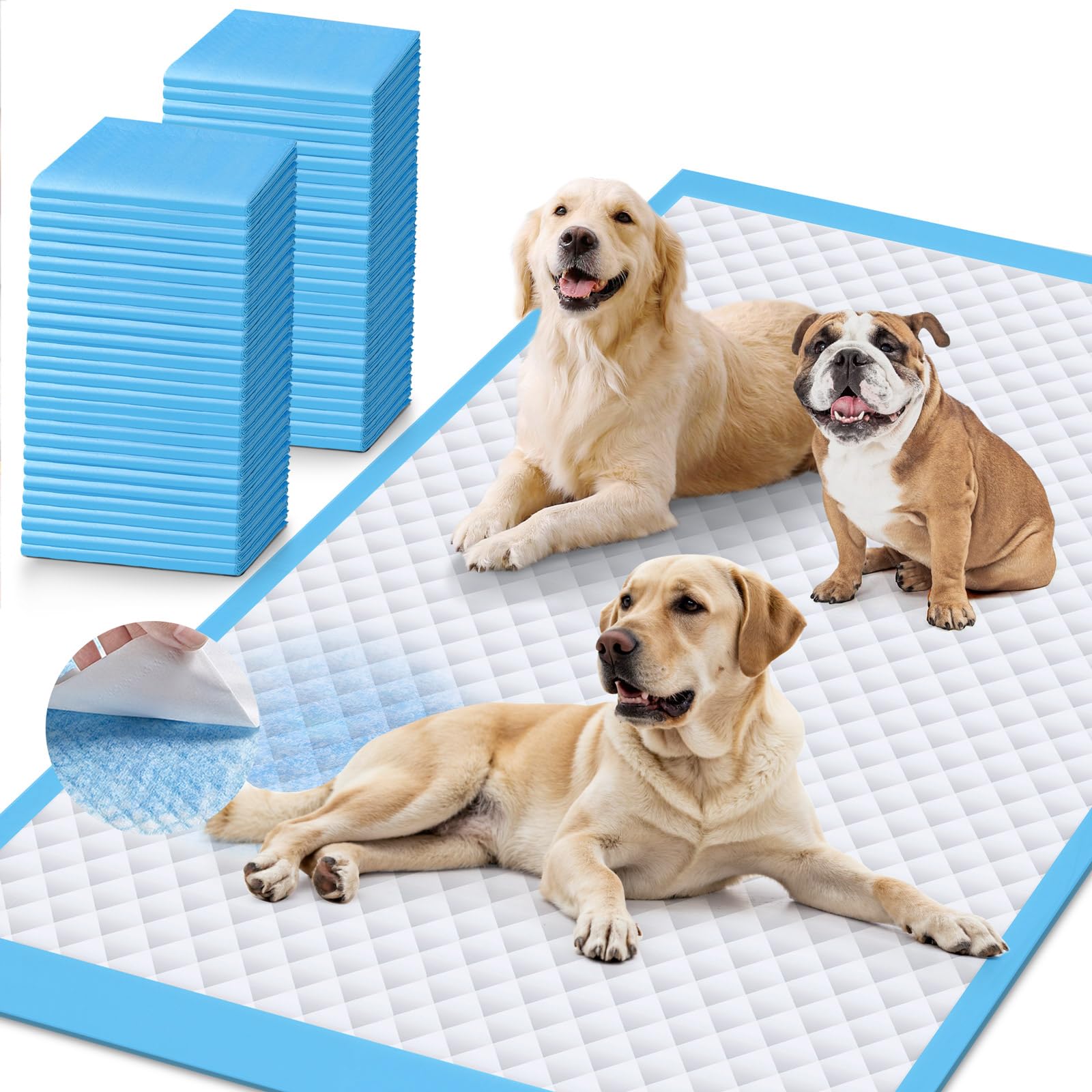 iweepet Upgraded XXXXL 31 X47 Thicken Super Absorbent & Leak-Proof 6 Layers Puppy Pads 40 Counts, Disposable Potty Pads Dog Pee 