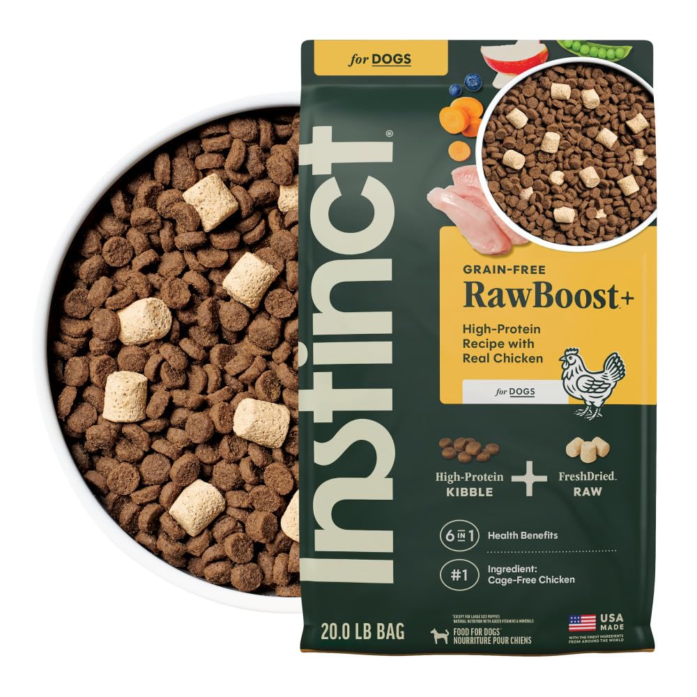 Instinct Raw Boost, Natural Dry Dog Food with Freeze Dried Pieces, High Protein, Grain Free Recipe - Real Chicken, 20 lb. Bag