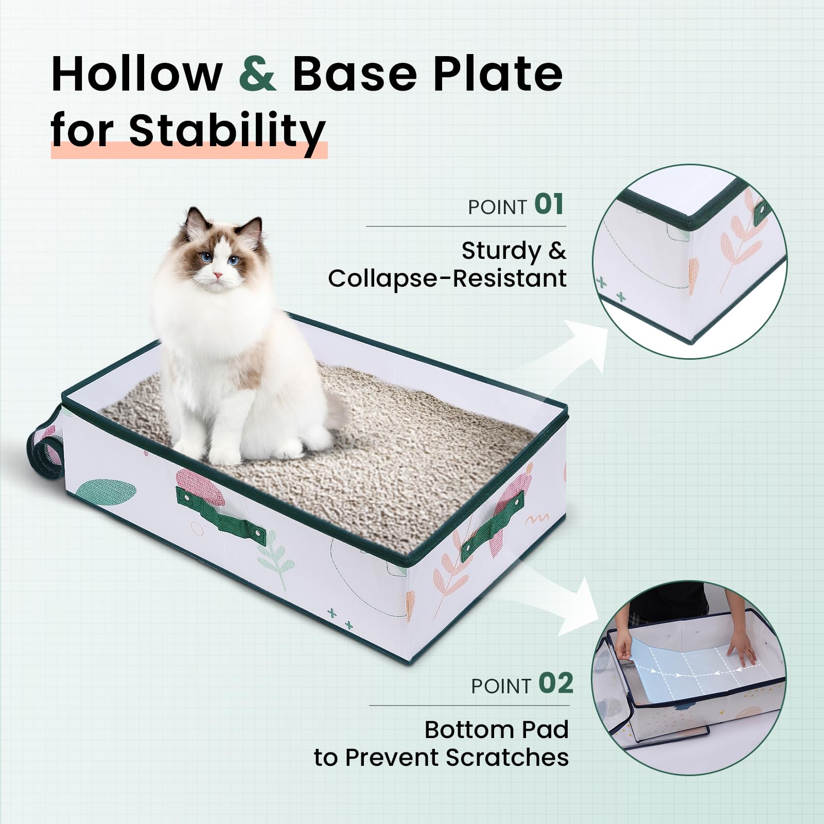 Miu Color Portable Cat Litter Box For Travel With Lid, Extra Extra Large Xxl Leak-Proof Collapsible Litter Box Great For Travel