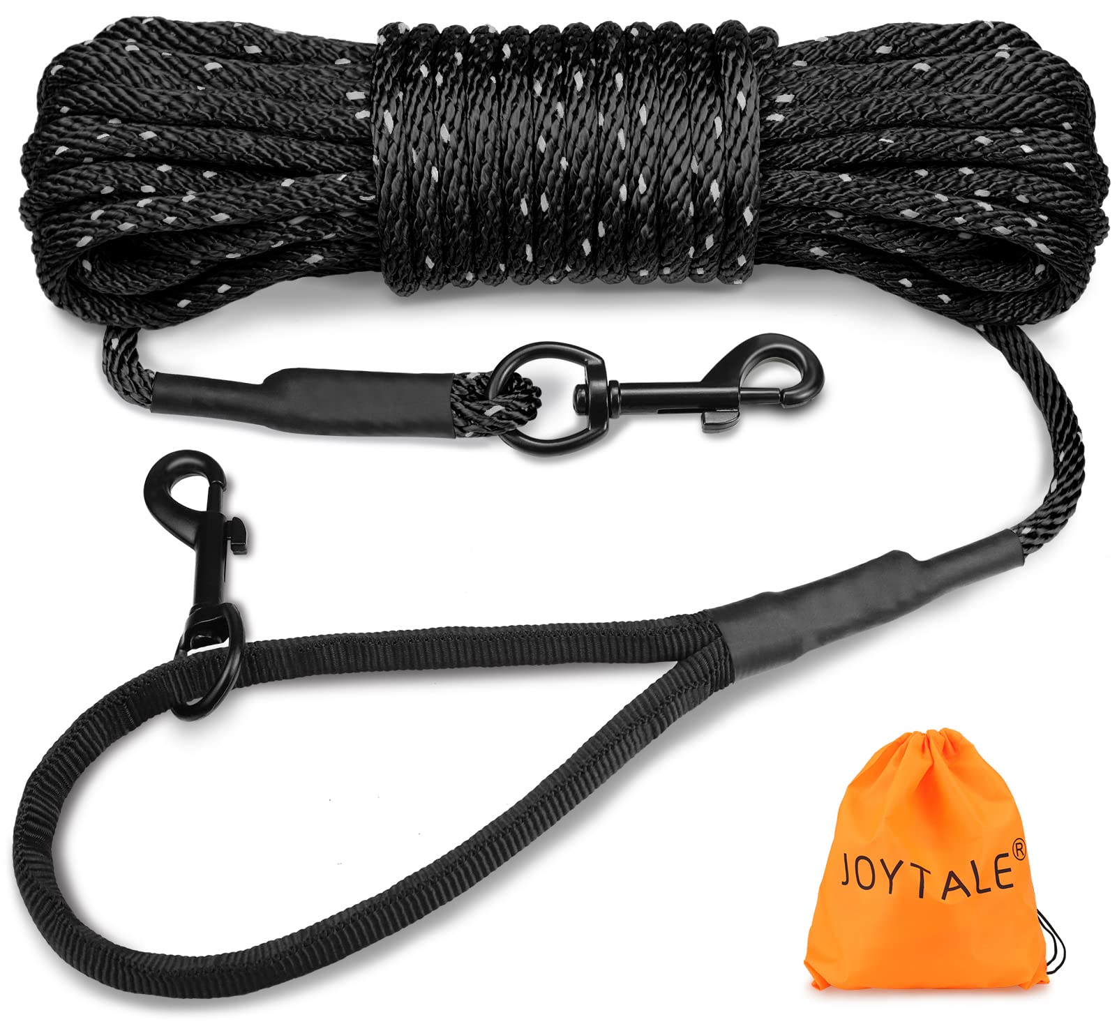 Joytale Long Dog Training Leash, 30 Ft Tie Out Rope Check Cord With Padded Handle, Reflective Recall Lead For Puppy And Small Do