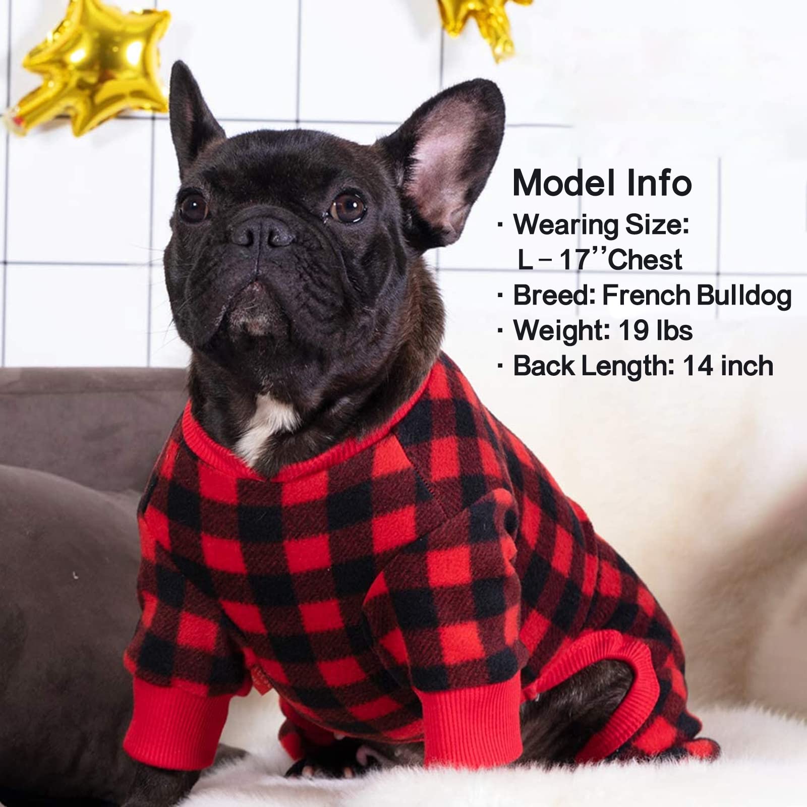 Kyeese Dog Pajamas For Small Dogs Plaid For Small Dogs Red Buffalo Check Dog Pajamas Onesie