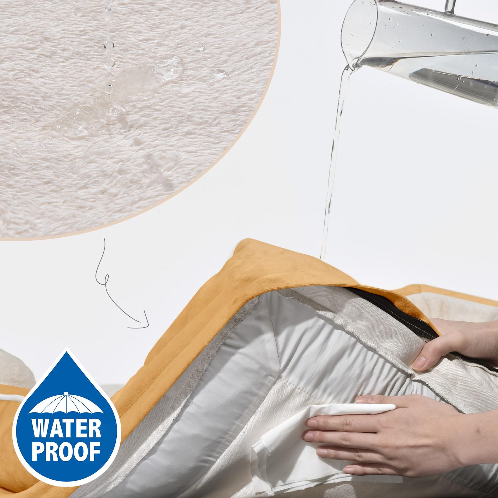 Comfort Expression Xxl Orthopedic Dog Bed, Waterproof Dog Beds For Extra Large Dogs, Washable Dog Bed Sofa Pet Bed With Removable Cover & Non-Slip Bottom(Xx-Large,Khaki)