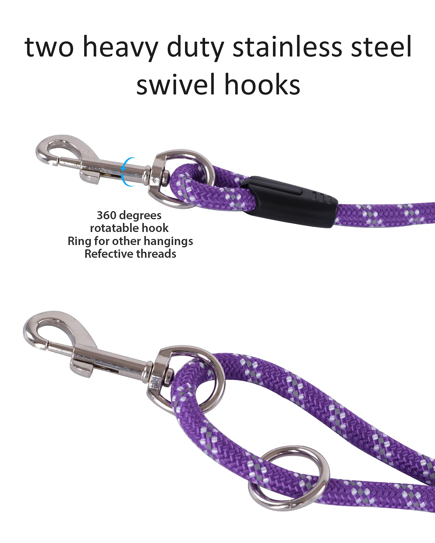 Long Rope Leash For Dog Training 16Ft 30Ft 50Ft 100Ft, Reflective Threads Check Cord Recall Training Agility Dog Lead For Large
