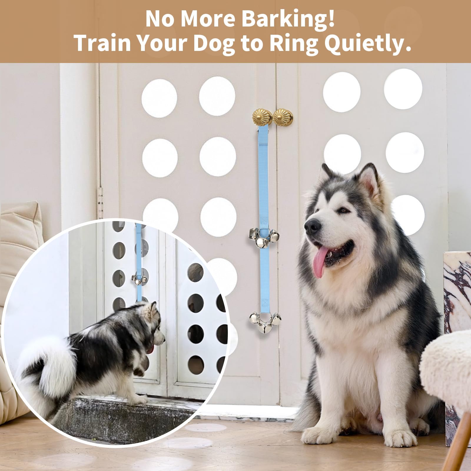 Luckyiren Dog Door Bell For Potty Training/To Go Outside, Hanging Puppy Bells For Puppies Doggy Doggie Poochie Pooch Pet Cat, Le