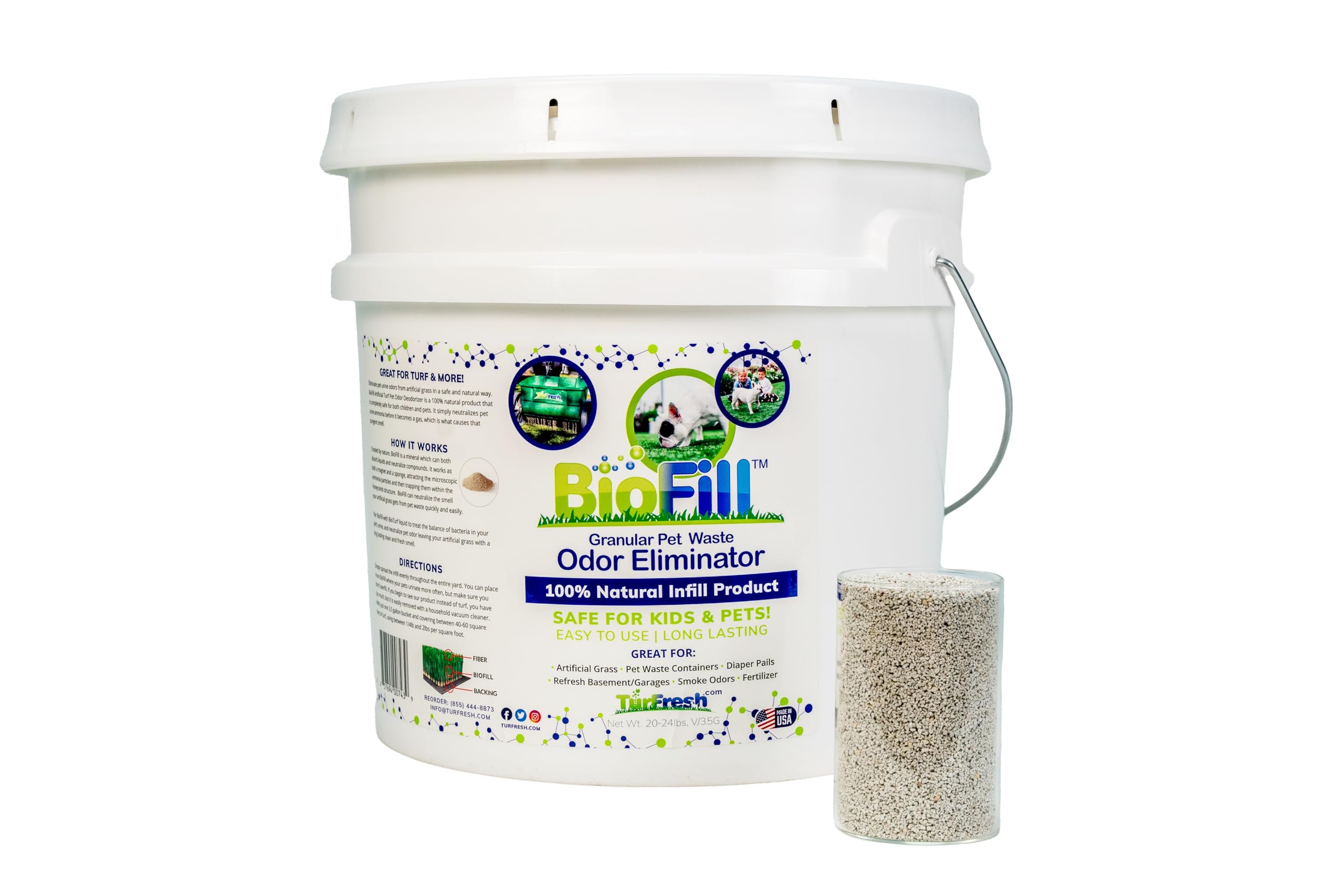 Biofill Pet Deodorizer Granular Infill For Artificial Grass Turf  All Natural Dog Urine Neutralizer  Outdoor Use 3.5 Gallon Pail -Like New