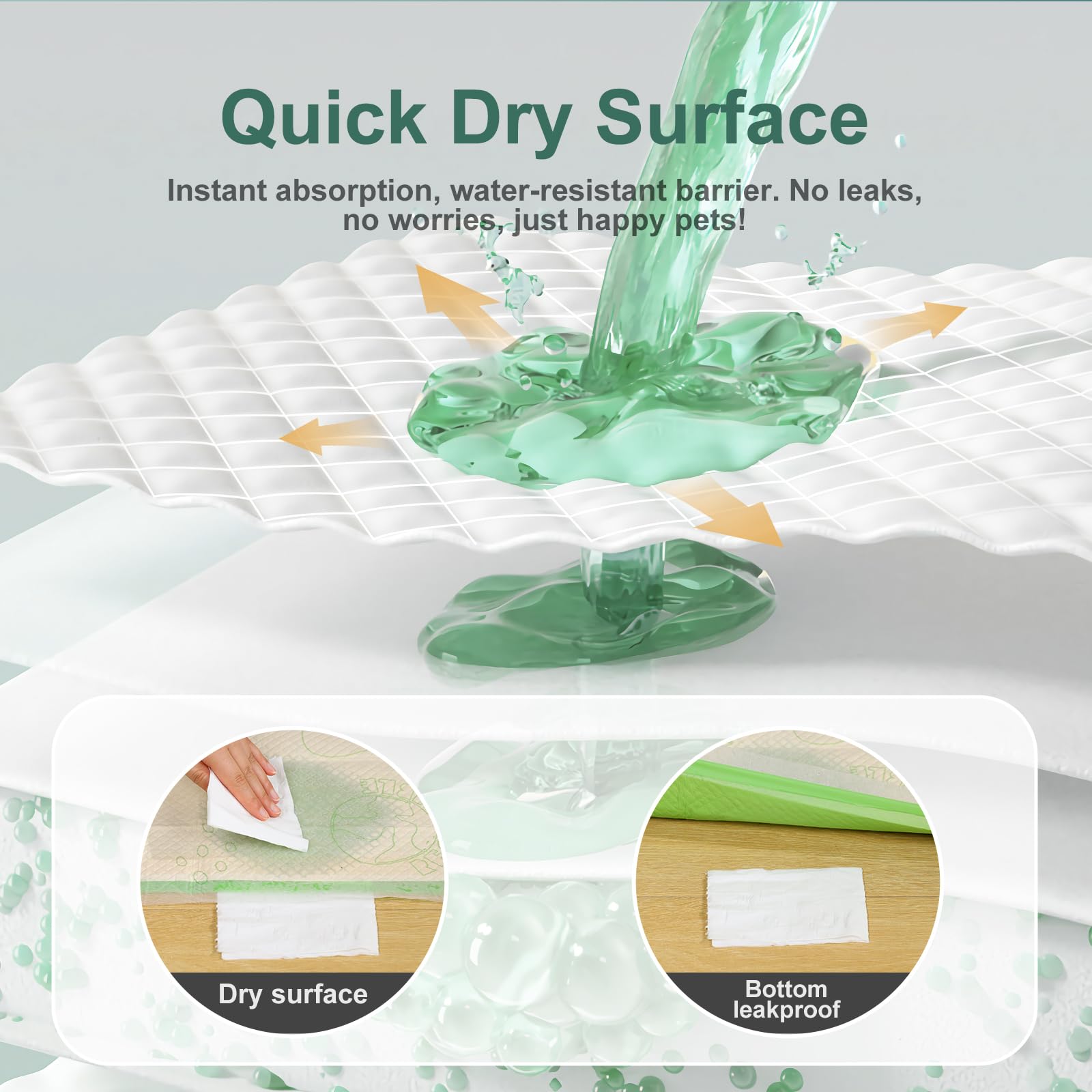 Dog Pee Pads with Adhesive Strips 50Count, 19X30 Extra Large Disposable Pee Pads for Dogs, Non-Slip Puppy Training Pads for Crat