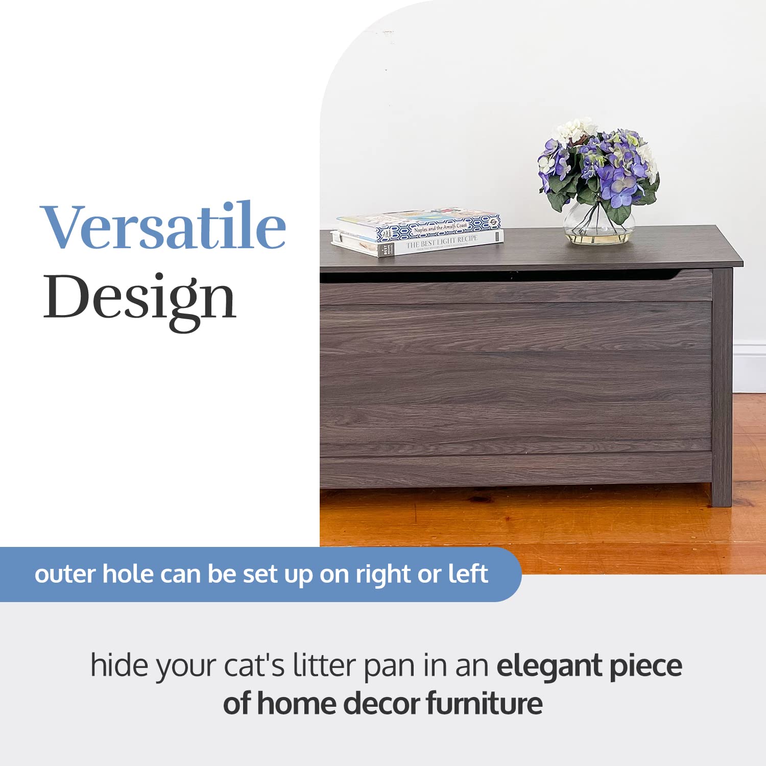 Parker Designer Catbox Cat Litter Box Enclosure, Hidden, Dog-Proof Pet Furniture With Cover, Elegant, Covered, Odor Contained For Large Cats, Cat Litter Box Furniture With Lid, Cat Litter Boxes, Oak