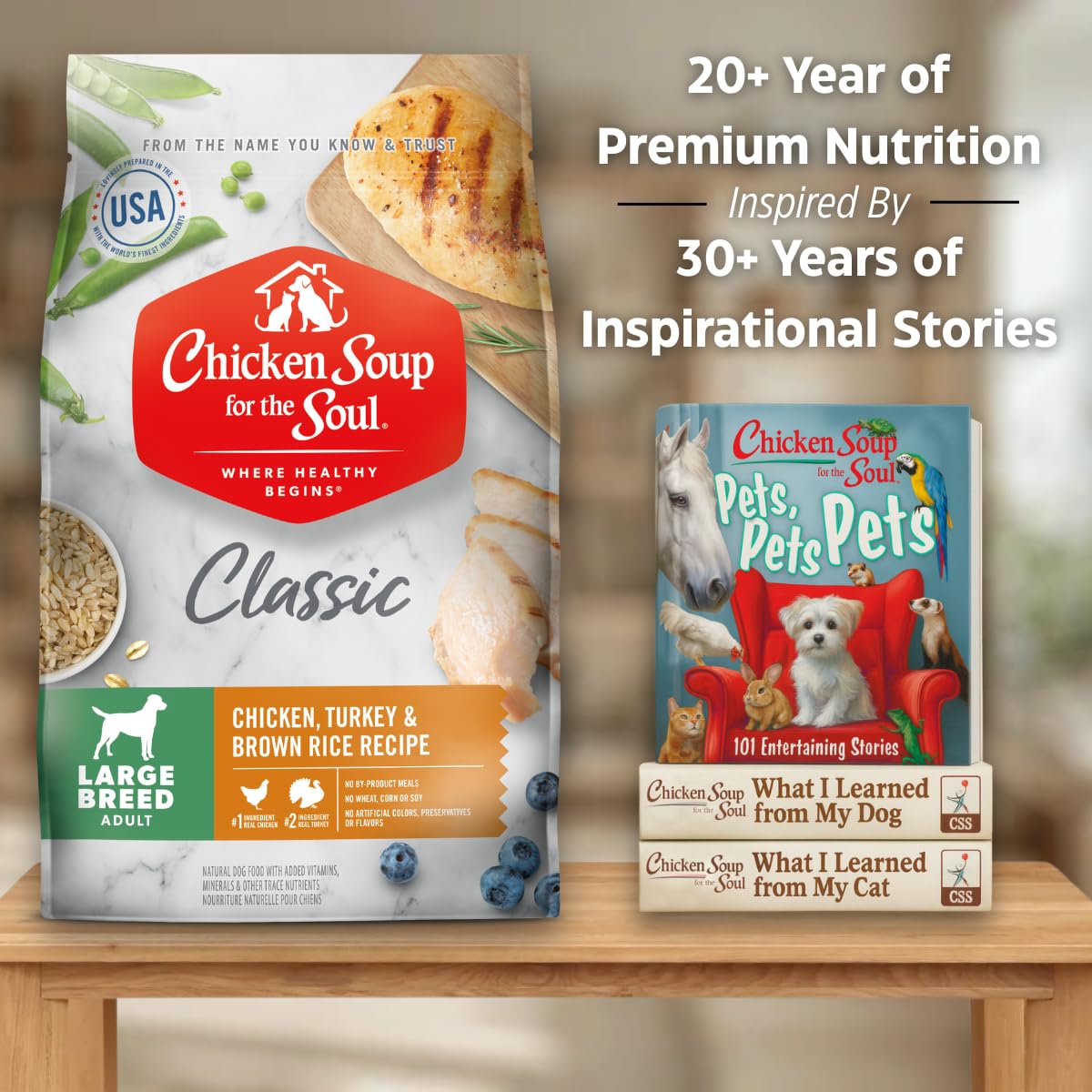 Chicken Soup For The Soul Classic Dry Large Breed Adult Dog Food, Chicken, Turkey & Brown Rice Recipe, 28 Pound Bag | Soy Free,
