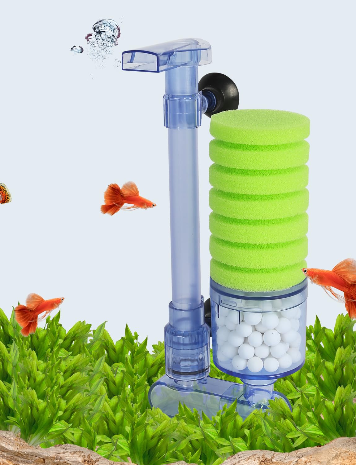 Upettools Aquarium Biochemical Sponge Filter Ultra Quiet Aquarium Air Pump Bio Sponge Fish Tank Foam Filter Comes With 2 Sponges