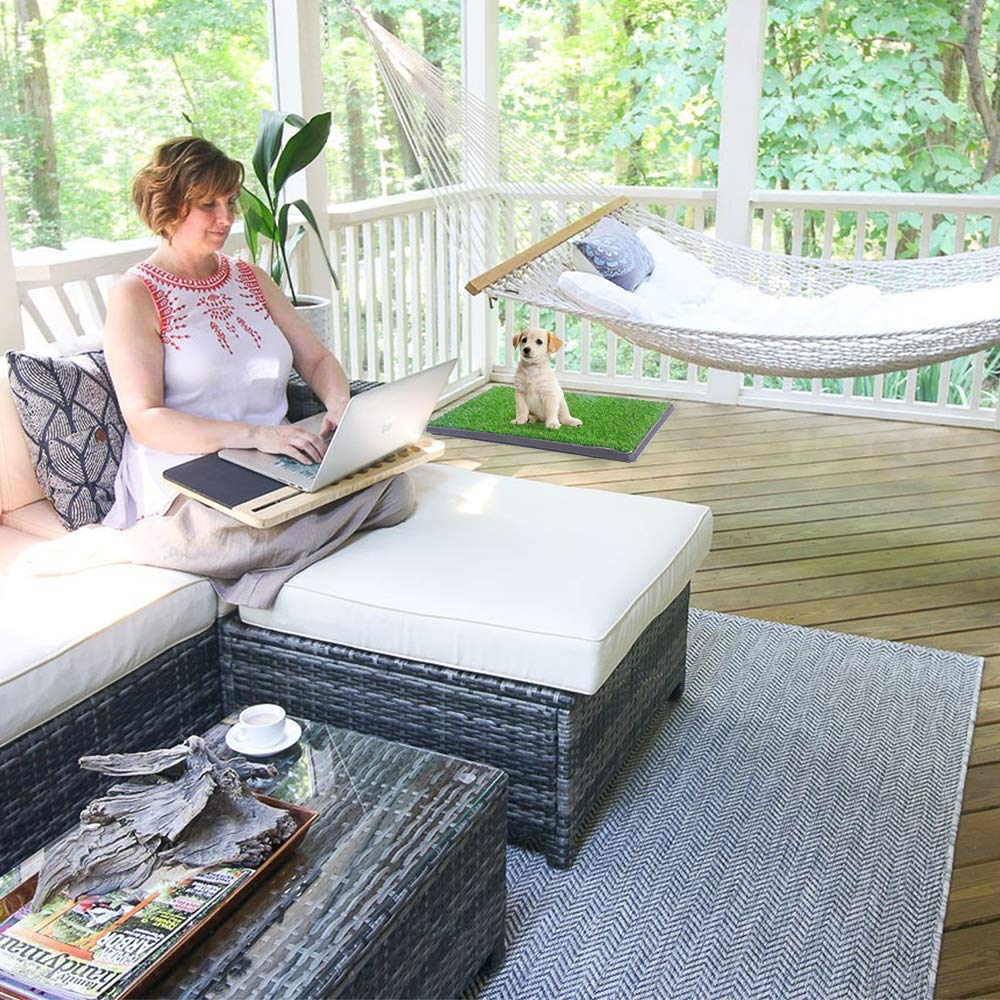 Dog Potty With Artificial Grass-Reusable 3-Layer Synthetic Training Tray That Acts Like A Dog Litterbox-Fake Grass That Dogs Prefer Over Dog Pee Pads Or Puppy Pad