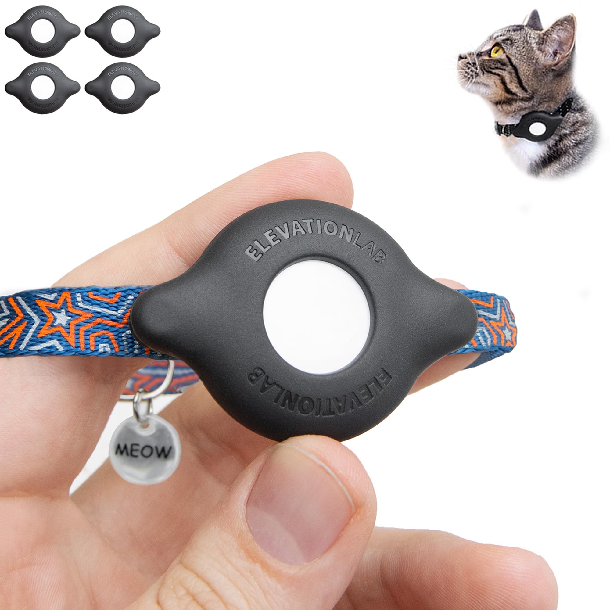 Elevation Lab Tagvault Airtag Cat Collar Mount (Pack Of 4) - The Secure Airtag Collar Holder, Doesn'T Dangle, Great For Small Do