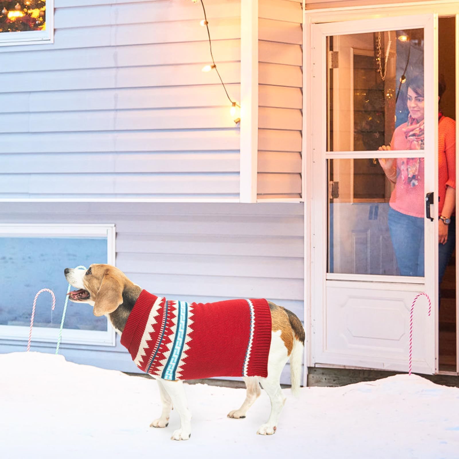 Bingpet Christmas Dog Sweaters For Winter,Turtleneck Classic Knit Dog Sweaters For Small Medium Large Dogs,Knitted Holiday Sweat
