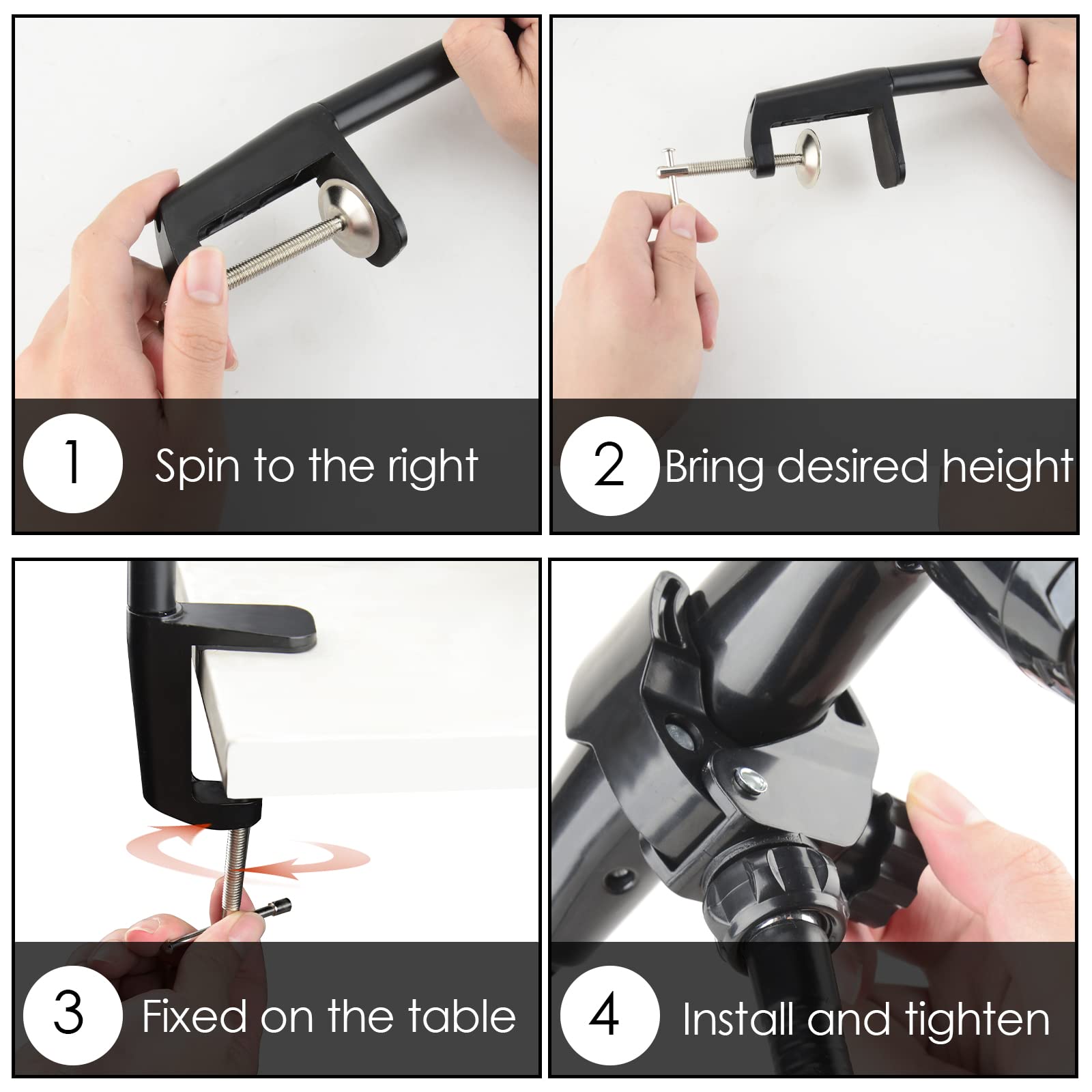 Linkidea Hands Free Blow Dryer Holder, Stainless Steel Grooming Dryer Hose Stand, Adjustable Hair Dryer Clamp Mount For Dog Pet Grooming Table Countertop (Black)