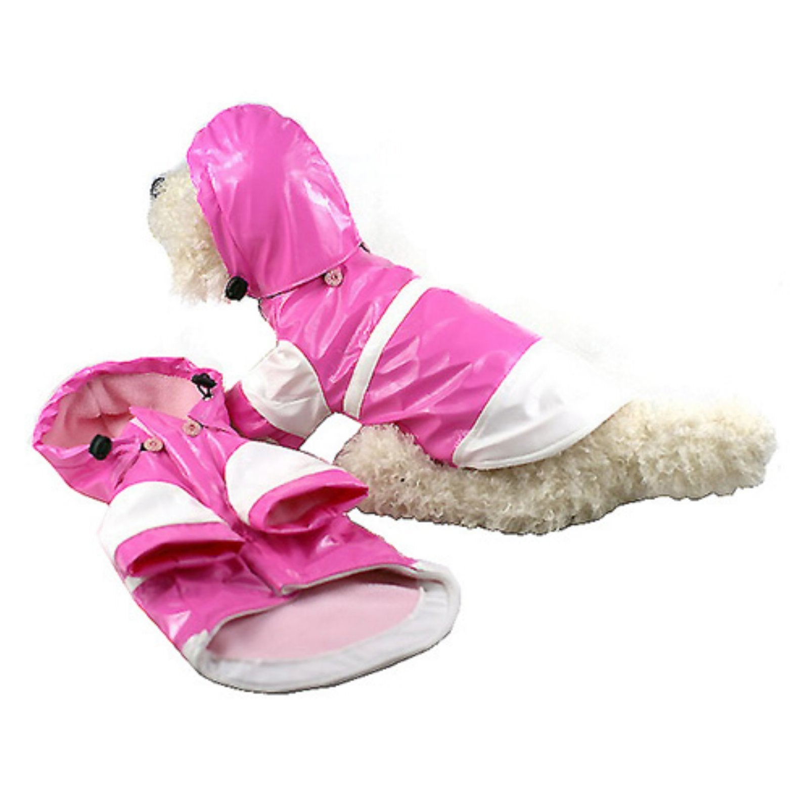 Pet Life Dpf34503 Pvc 2-Tone Raincoat With Removable Hood For Dog, Small, Pink/White