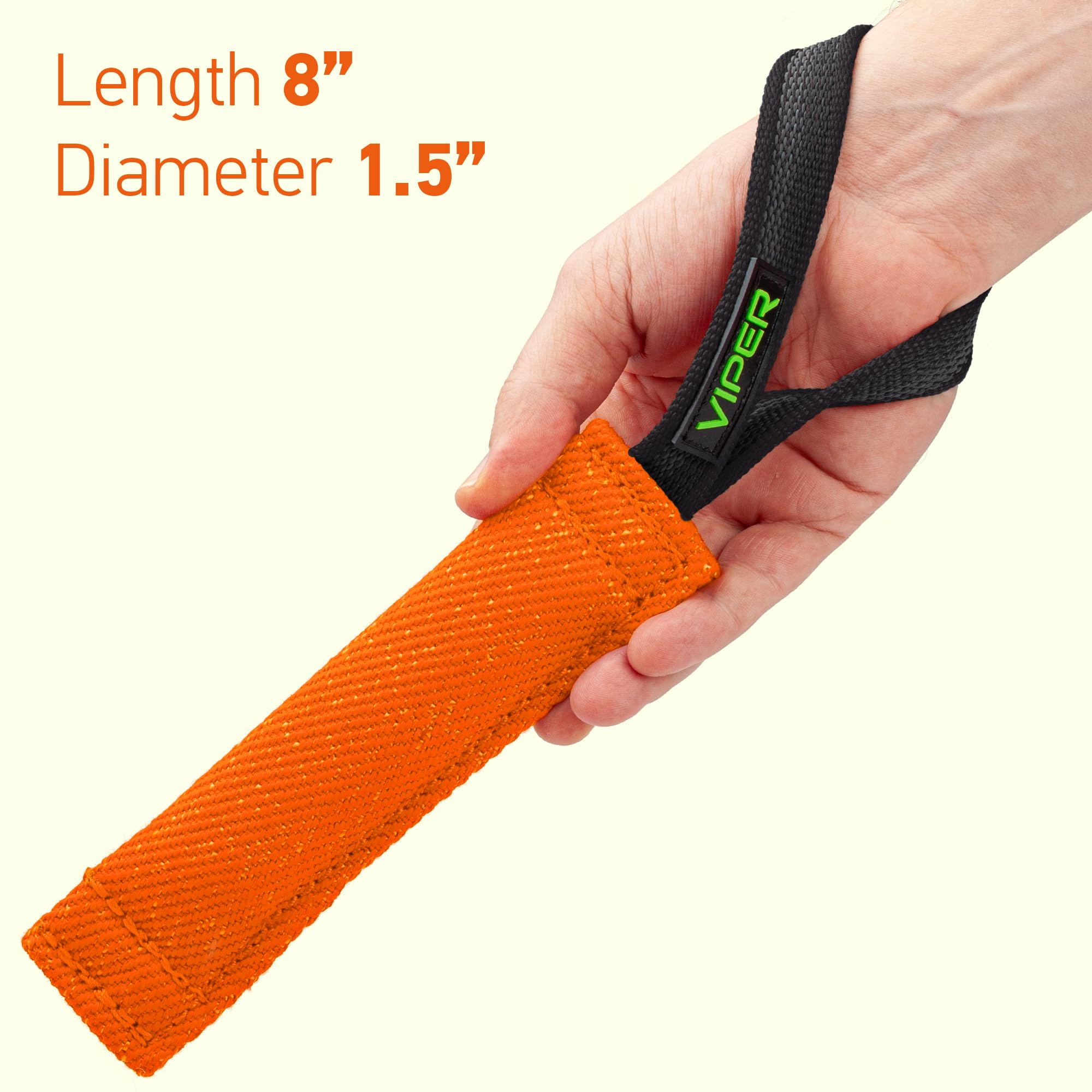 Viper Heavy Duty French Linen Dog Bite Tug Toy - K9 Trainer, Tough And Durable For Dogs Shutzhund Ipo K-9 - Orange - 8In L 1.5In