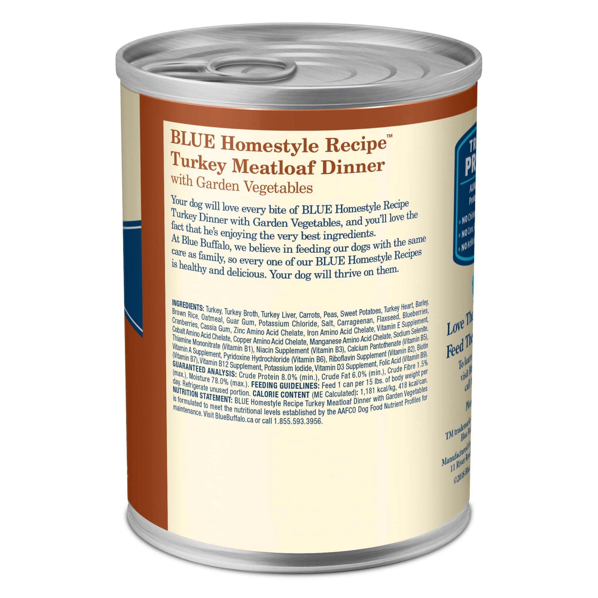 Blue Buffalo Homestyle Recipe Adult Wet Dog Food, Made with Natural Ingredients, Turkey Dinner With Garden Vegetables, 12.5-oz C