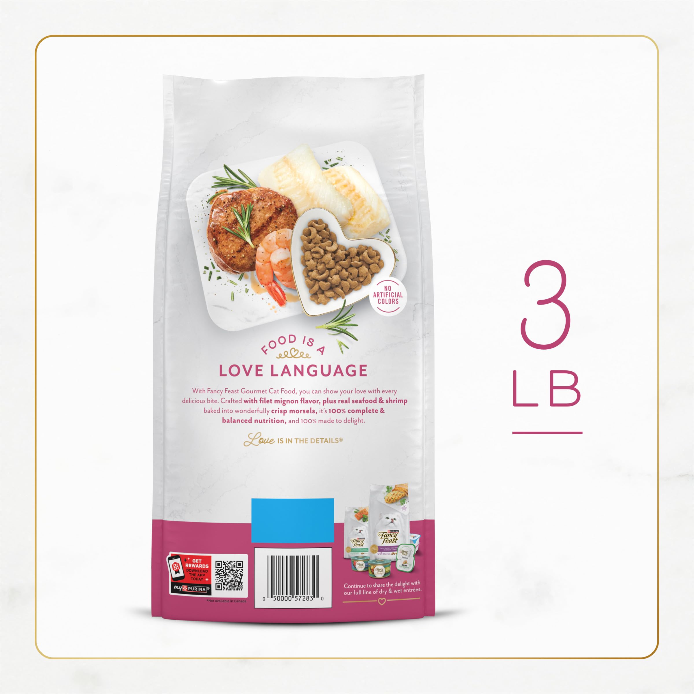 Purina Fancy Feast Dry Cat Food Filet Mignon Flavor with Seafood and Shrimp - 3 lb. Bag