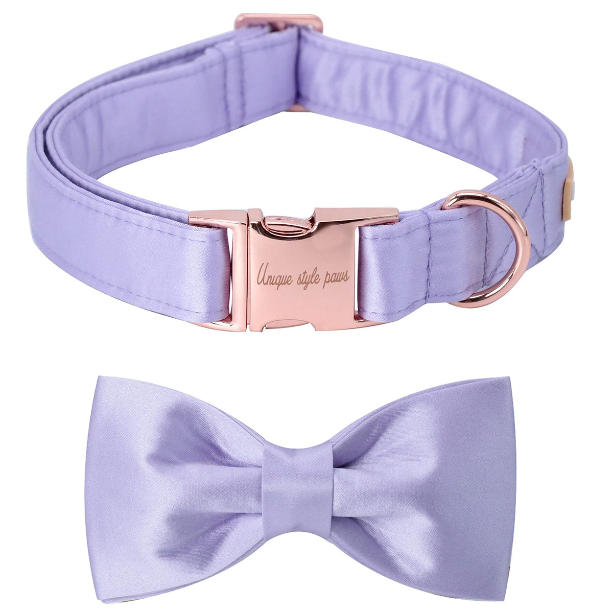 Unique Style Paws Dog Collar, Purple Silk Dog Collar With Bow, Soft Bowtie Adjustable Pet Collar Gift For Female X-Small Dogs