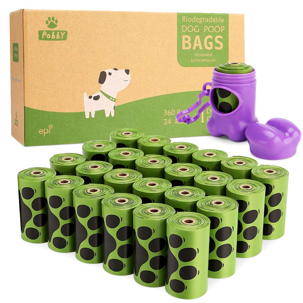 Dog Poop Bag 24 Rolls, Biodegradable Poop Bags For Dogs, Dog Poop Bags Refills, Dog Bags For Poop Unscented Refill Rolls, 9'' X 