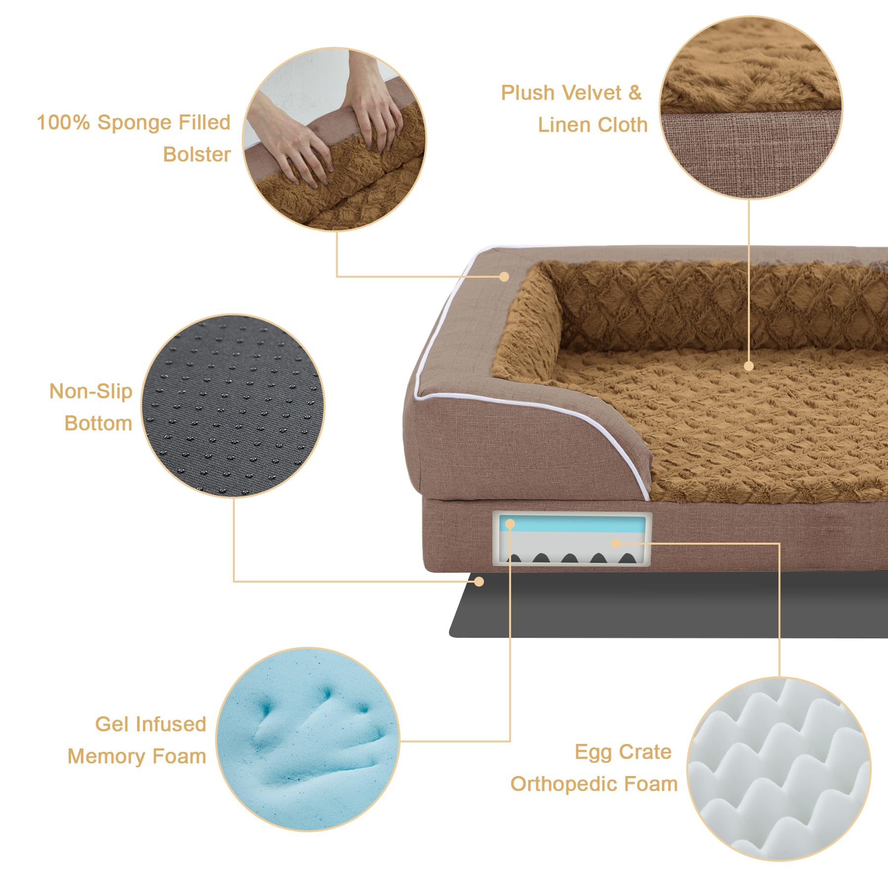 Casa Paw Memory Foam Xl Dog Bed With Bolsters, Jumbo Breed Dog Couch Bed With Removable Washable Cover And Non-Slip Bottom (Jumb