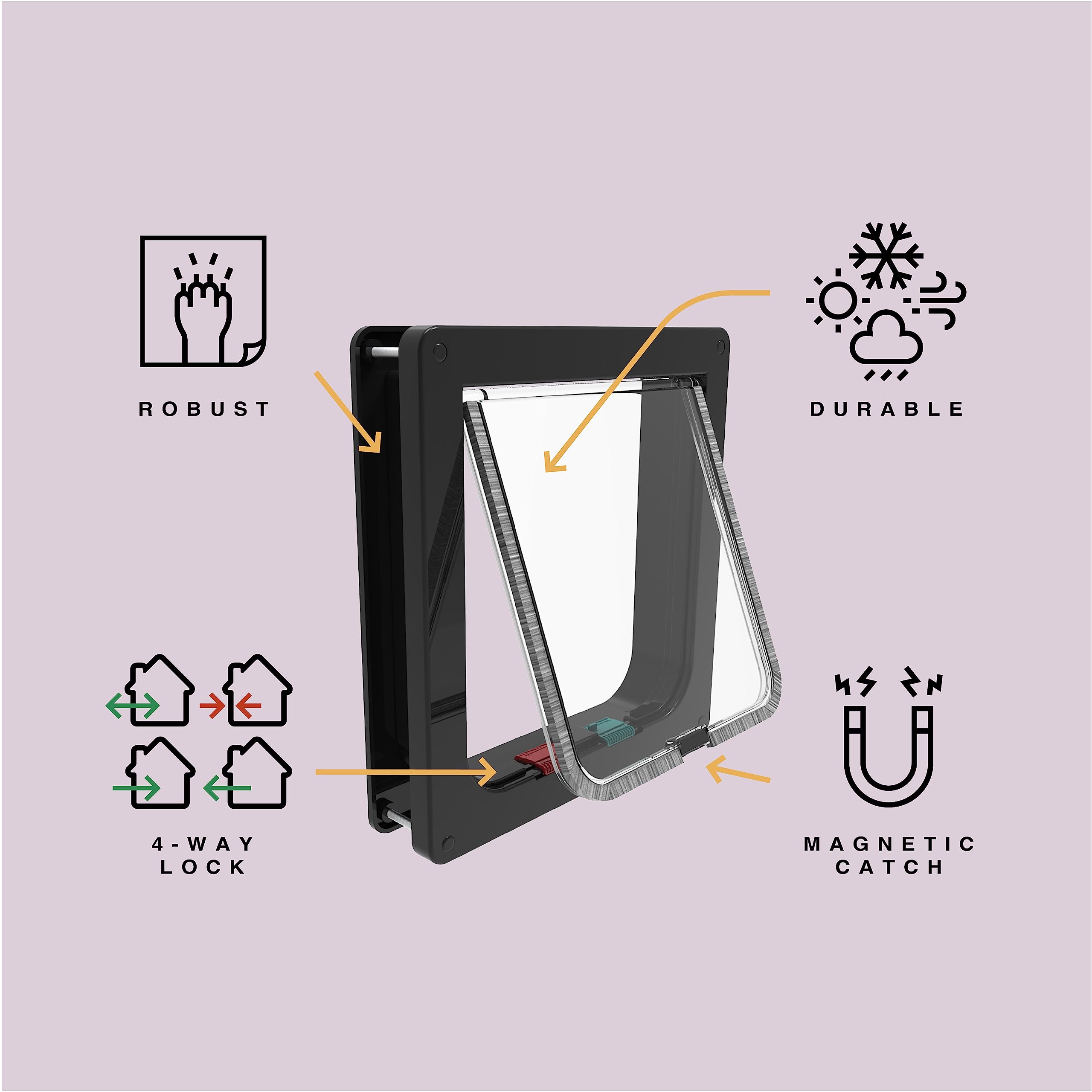 Hakuna Pets Standard Cat And Small Pet Door, Small, Black, Pets Up To 11 Lbs.