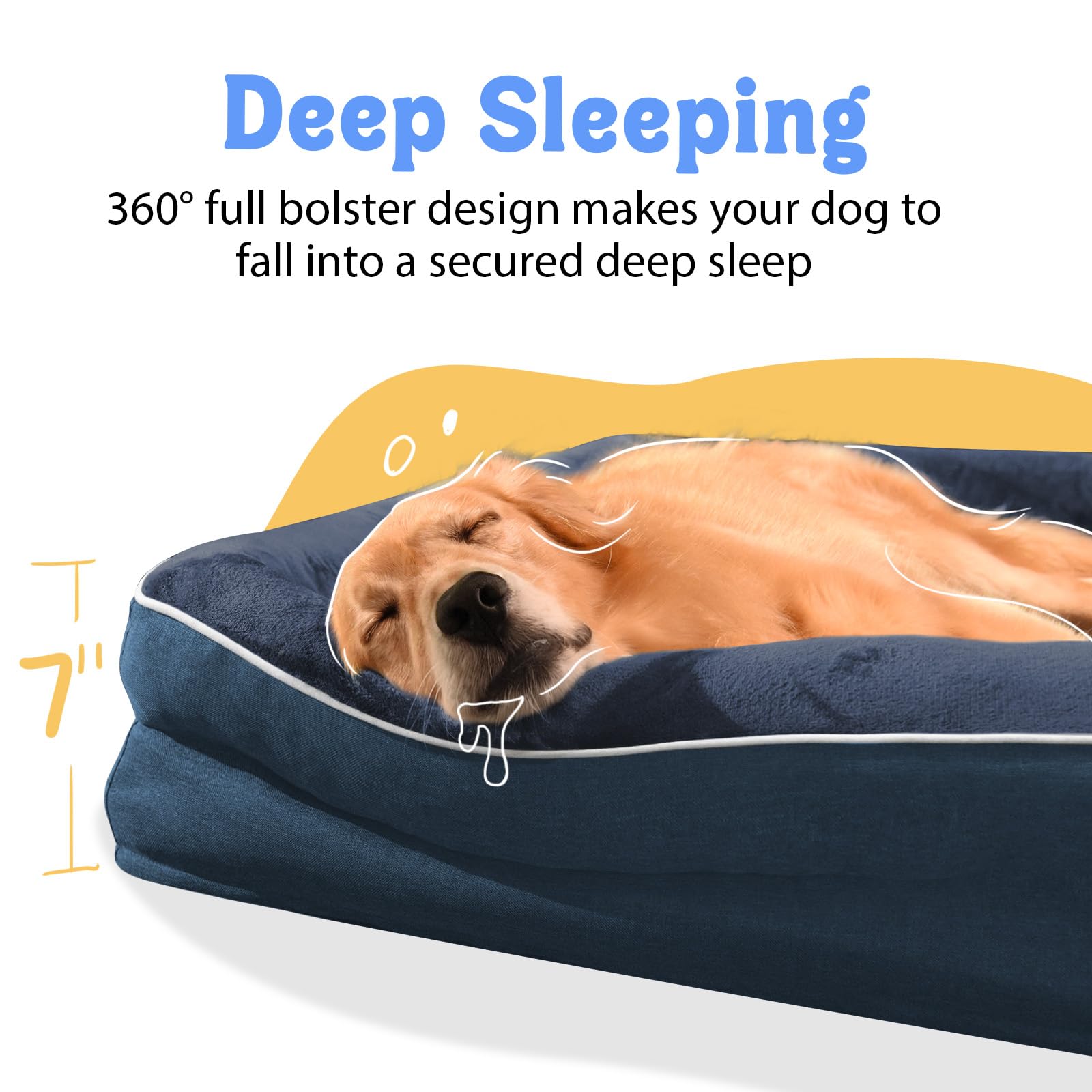Removable Orthopedic Large Dog Bed -Xl Large Dog Beds With Washable Cover And Removable Bolsters Non-Slip Bottom & Waterproof Pe
