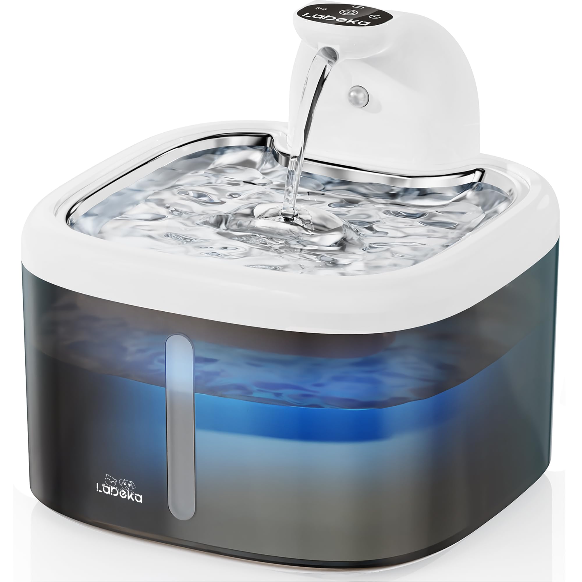 LABEKA Wireless Cat Water Fountain, 118oz/3.5L Battery Operated Cat Fountain with Stainless Steel Tray, Ultra Quiet with Motion 