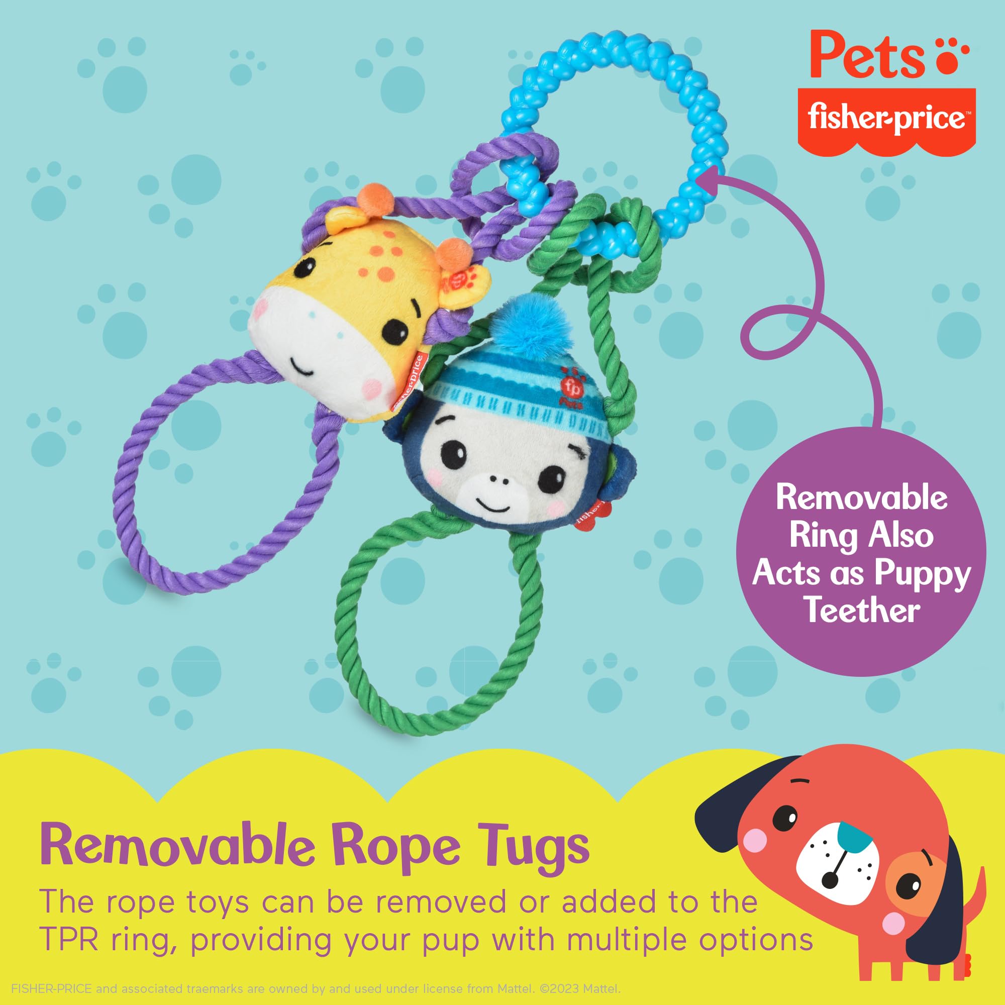 Fisher-Price for Pets 'Tugs With Friends' Interactive Toy for Dogs | Fetch, Tug, Enrichment, and Puppy Teething | Multifunctiona