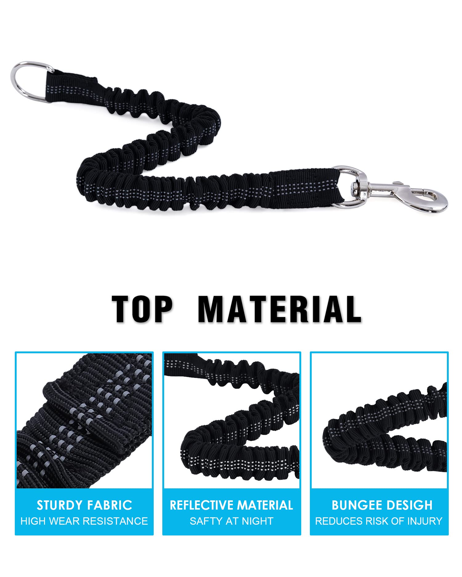 Long Dog Leash With Reflective Threads 15Ft 20Ft 30Ft 50Ft,Heavy Duty Bungee Dog Leashes For Small Medium Large Dogs,Shock Absorbing Training Leash For Walking,Hunting,Camping&Yard