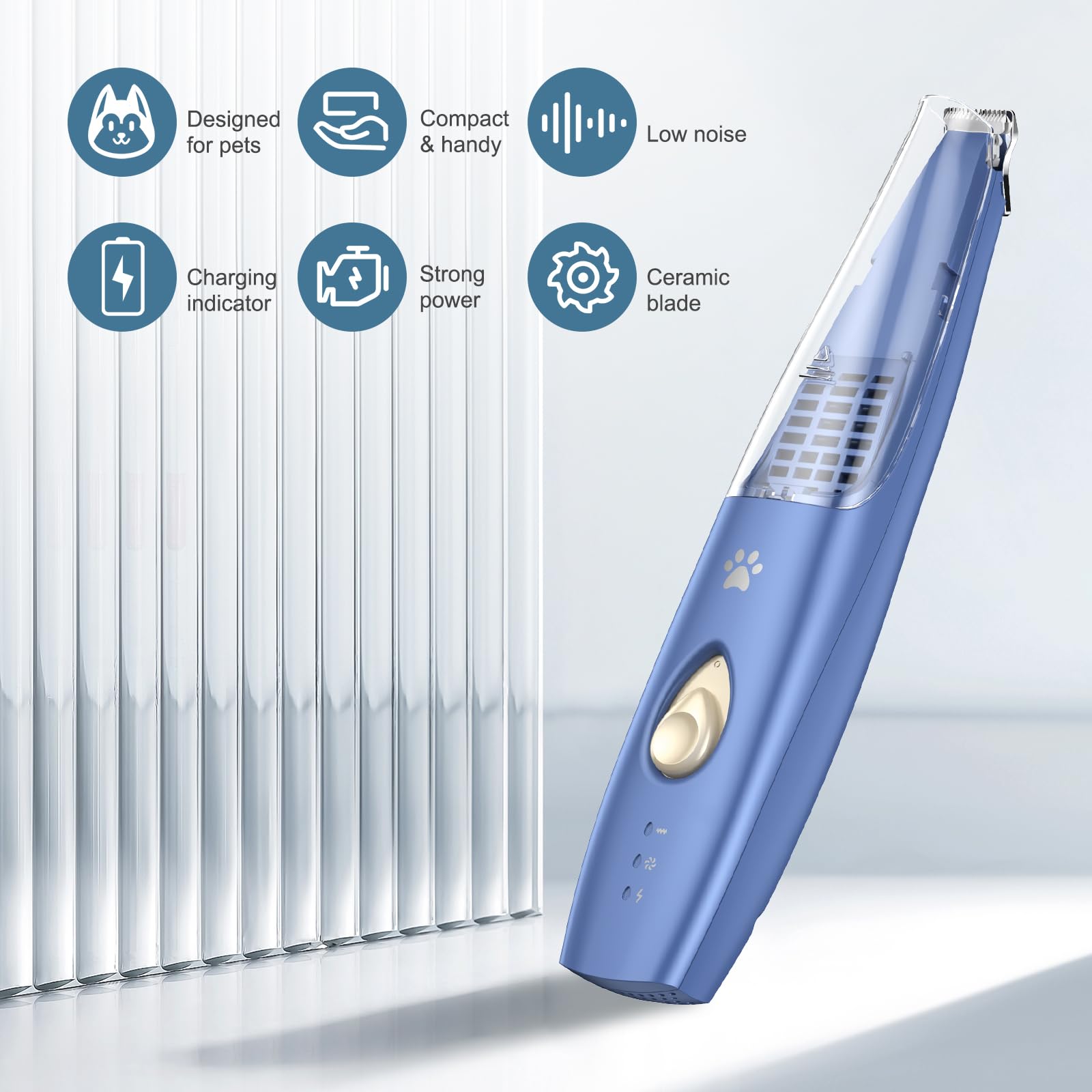 Ankilo Upgraded Paw Hair Trimmer For Dogs, Rechargeable Dog Paw Trimmer, Snipping And Sucking, Cordless Electric Grooming Clippe
