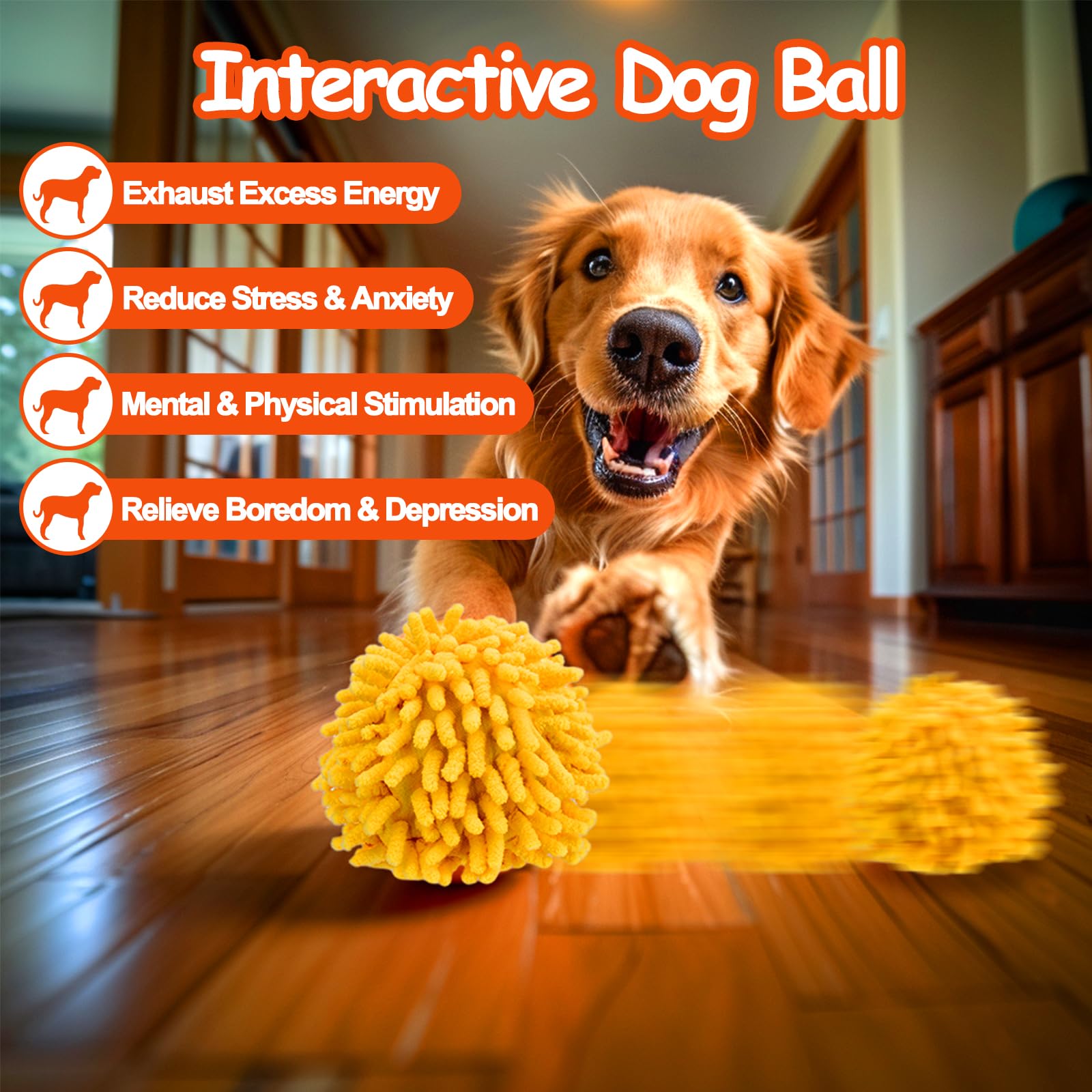 Interactive Dog Toys Ball, Self Rolling Dog Ball with Cover Anti-Chewer for Small/Medium/Large Puppy Pet Toys, Active Rolling Ba